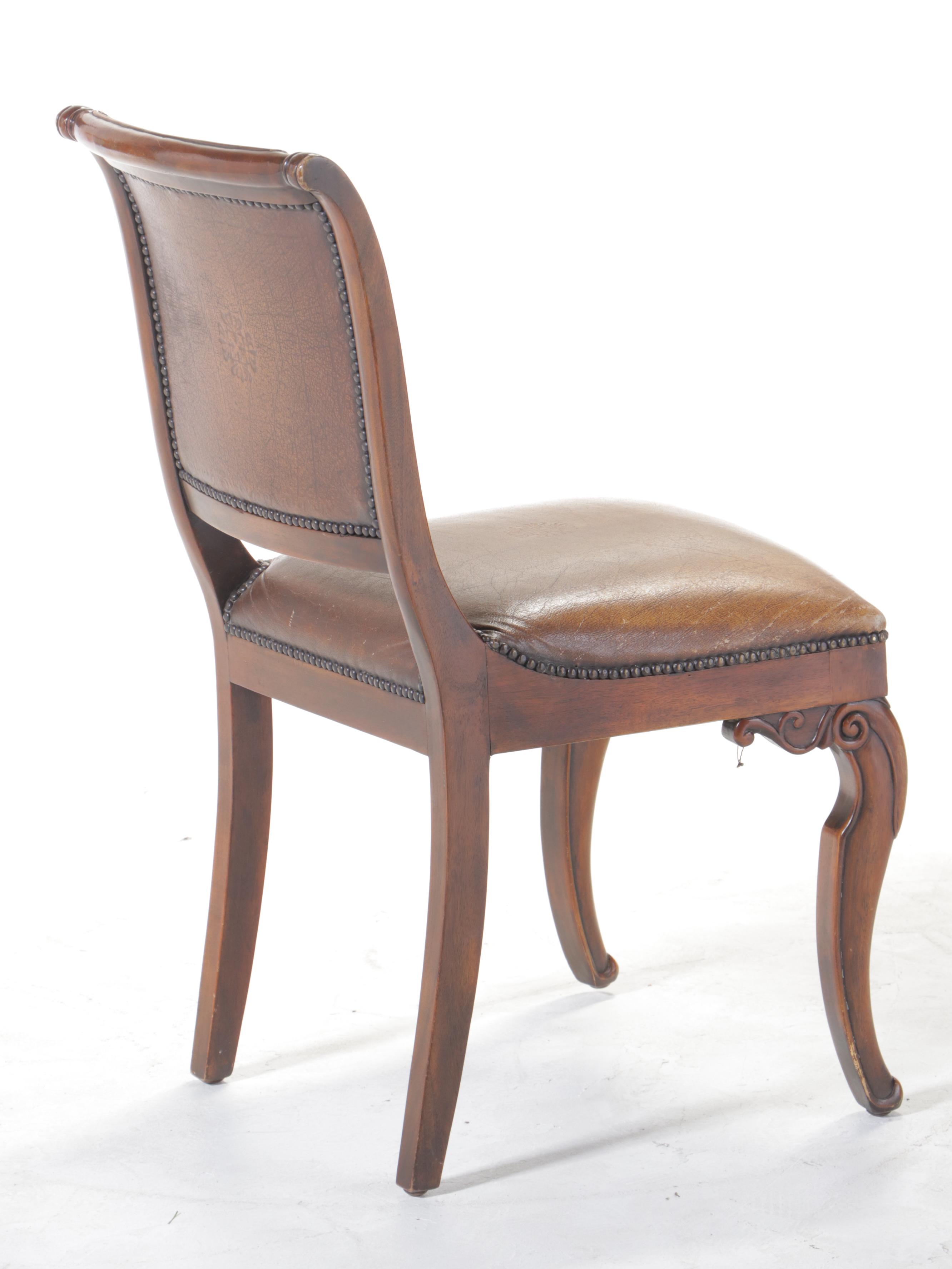 Victorian Pine and Oak Writing Desk Plus Mahogany and Leather Side Chair