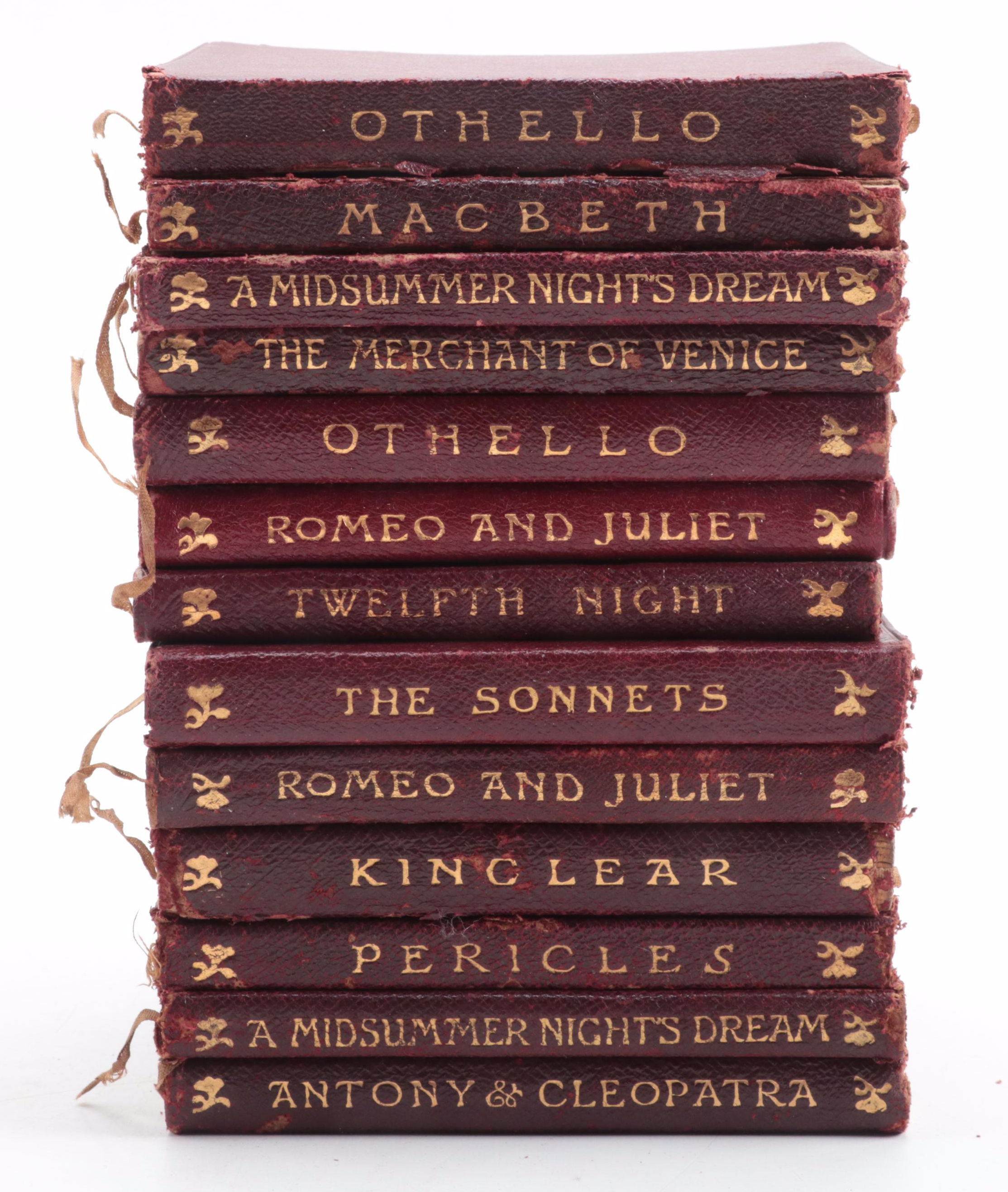 Leather Bound "The Temple Shakespeare" Partial Set, Early 20th Century