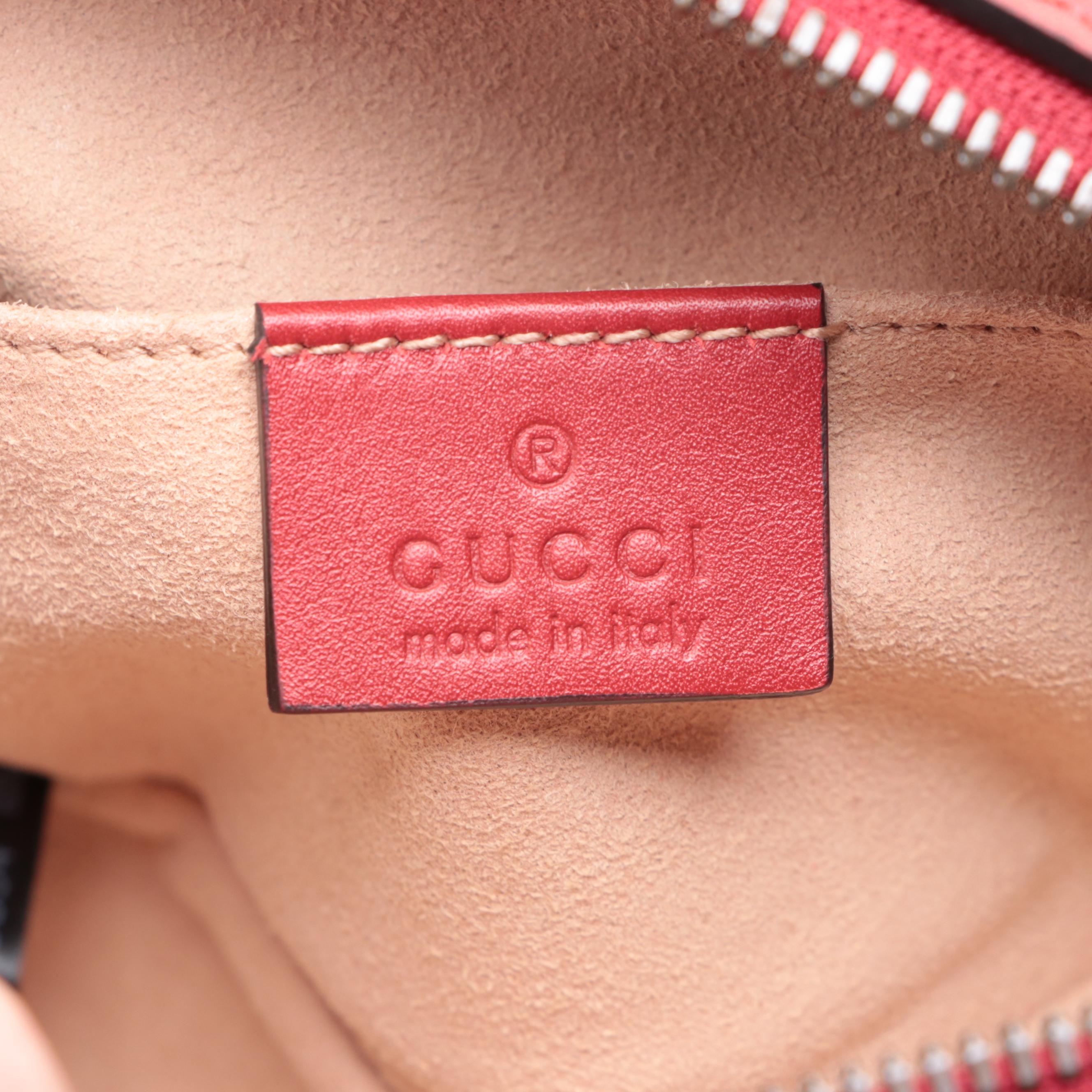Gucci GG Marmont Belt Bag in Quilted Matelassé Red Leather