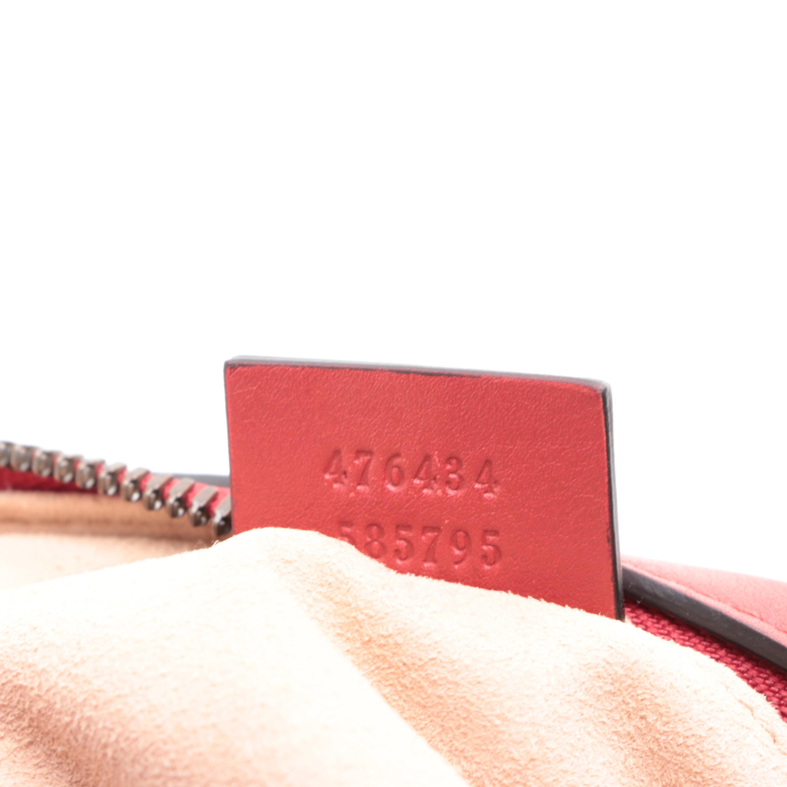 Gucci GG Marmont Belt Bag in Quilted Matelassé Red Leather