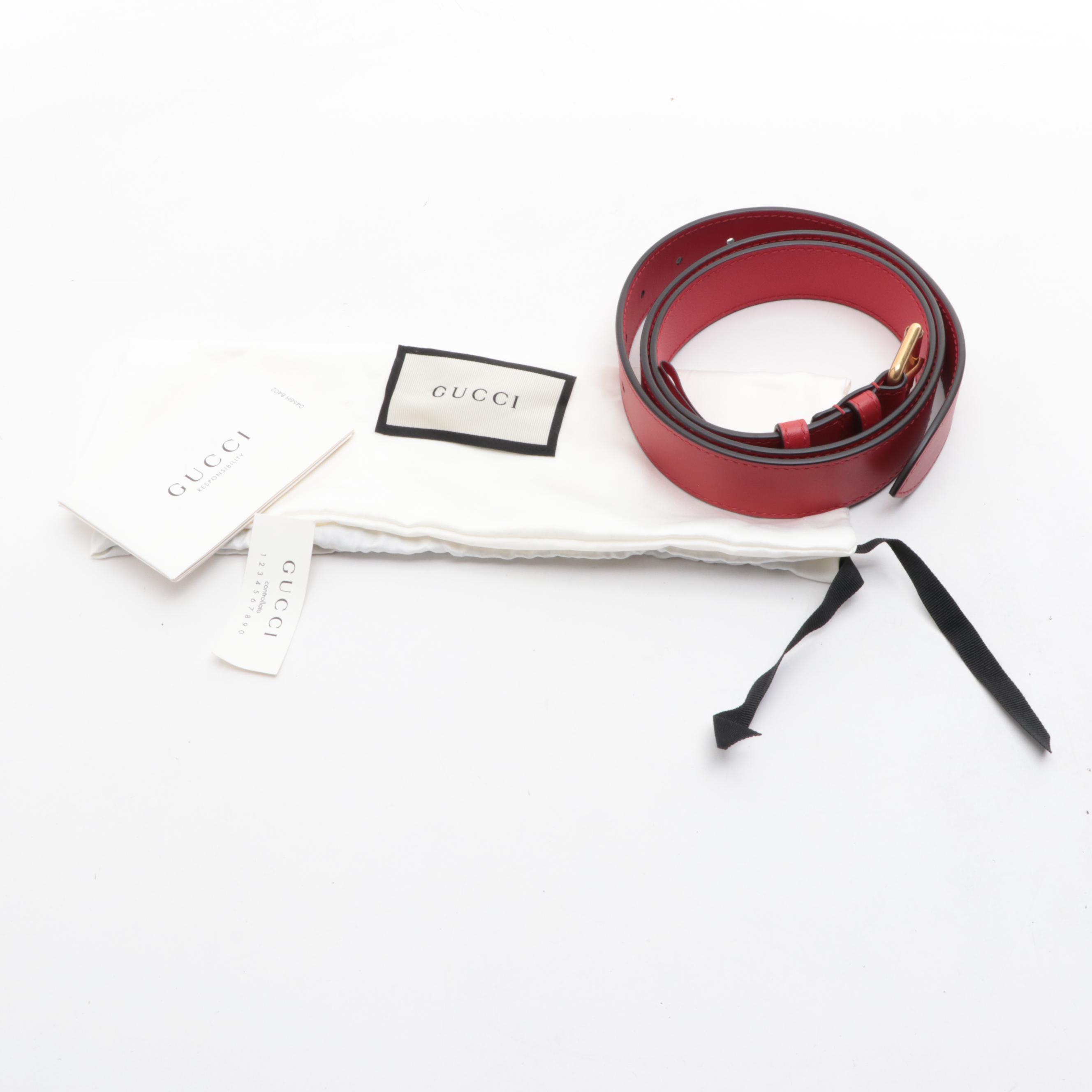 Gucci GG Marmont Belt Bag in Quilted Matelassé Red Leather