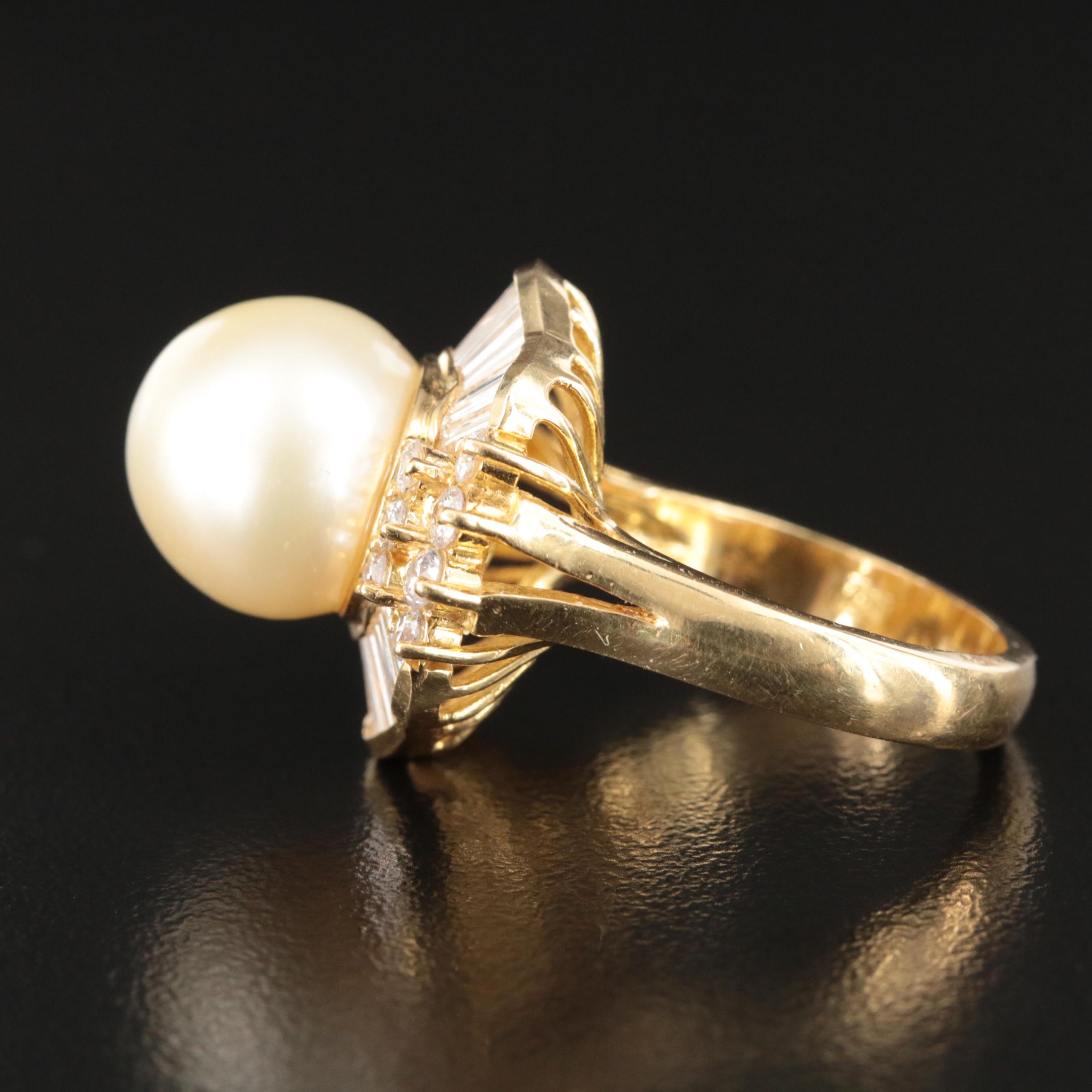 18K South Sea Pearl and 1.40 CTW Diamond Ring with GIA Report