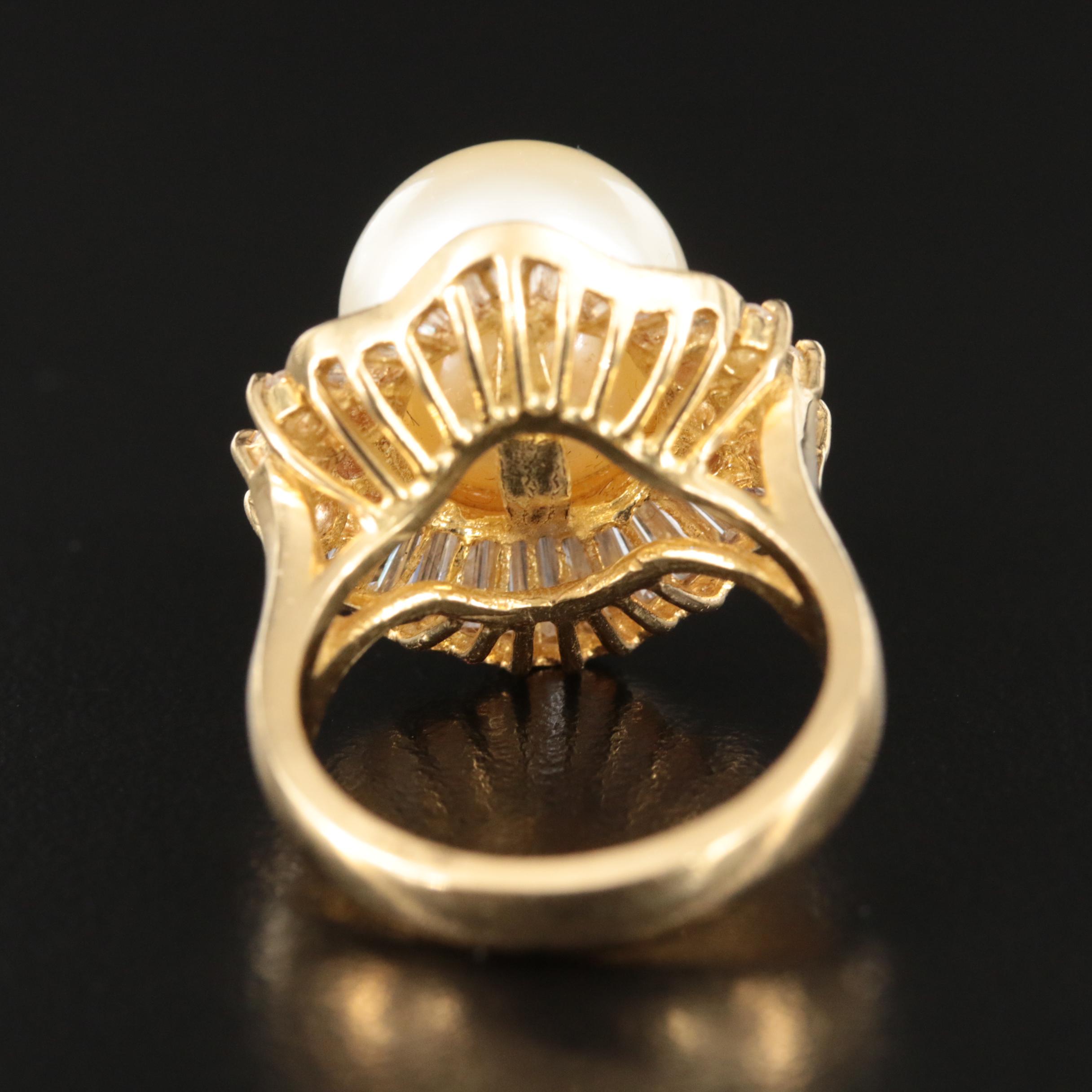 18K South Sea Pearl and 1.40 CTW Diamond Ring with GIA Report