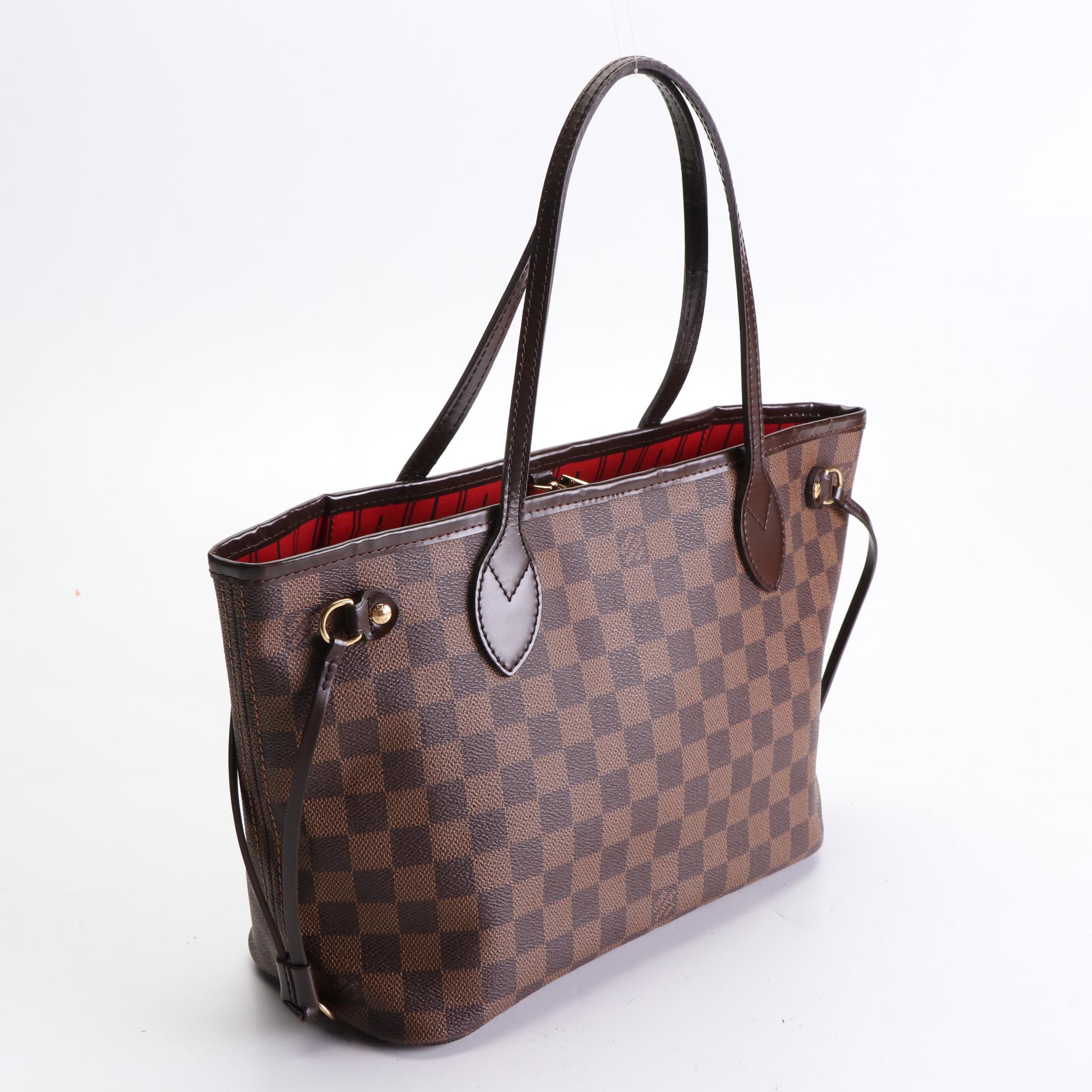 Louis Vuitton Neverfull PM Tote in Damier Ebene Canvas and Leather