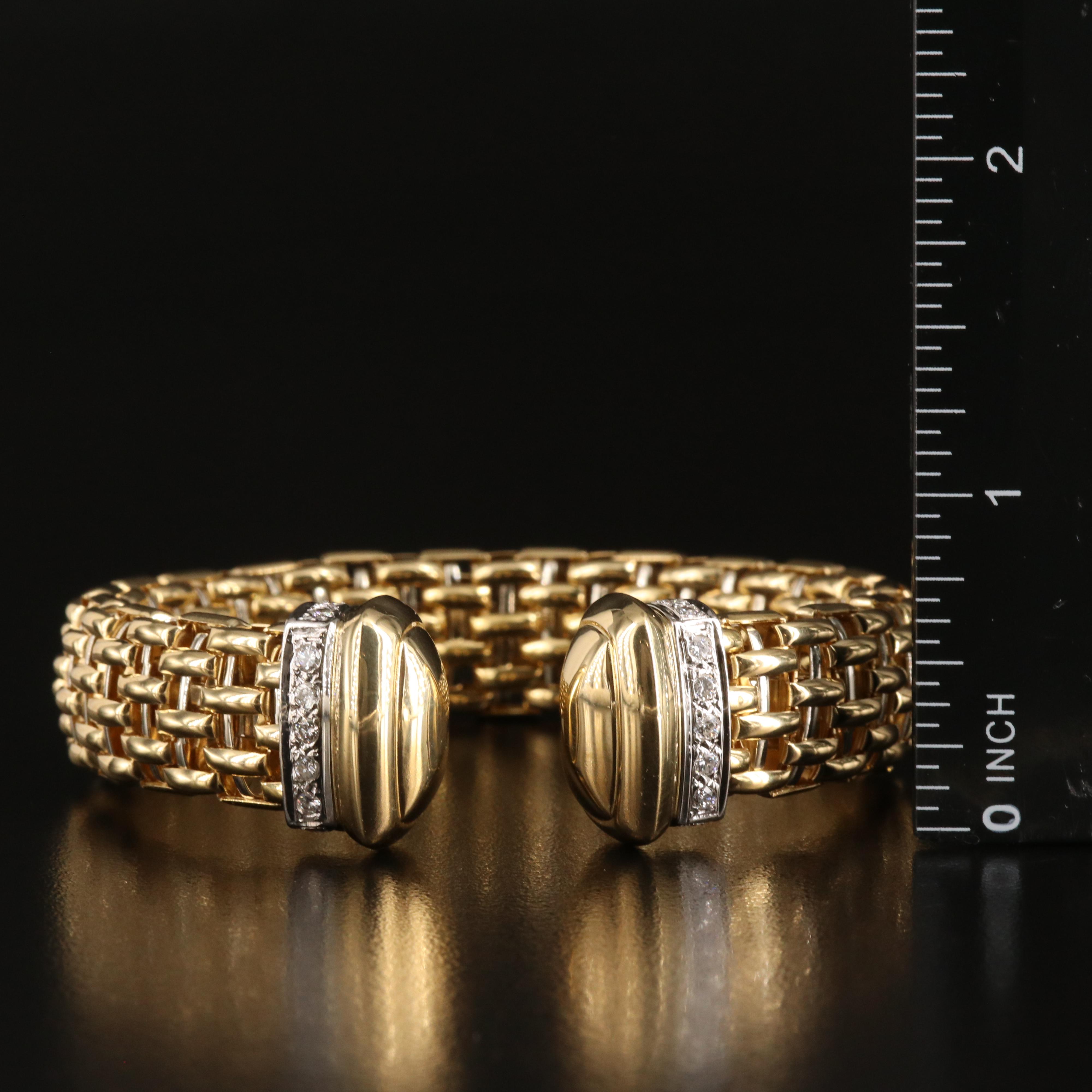 Italian 18K 0.54 CTW Diamond Basket Weave Cuff