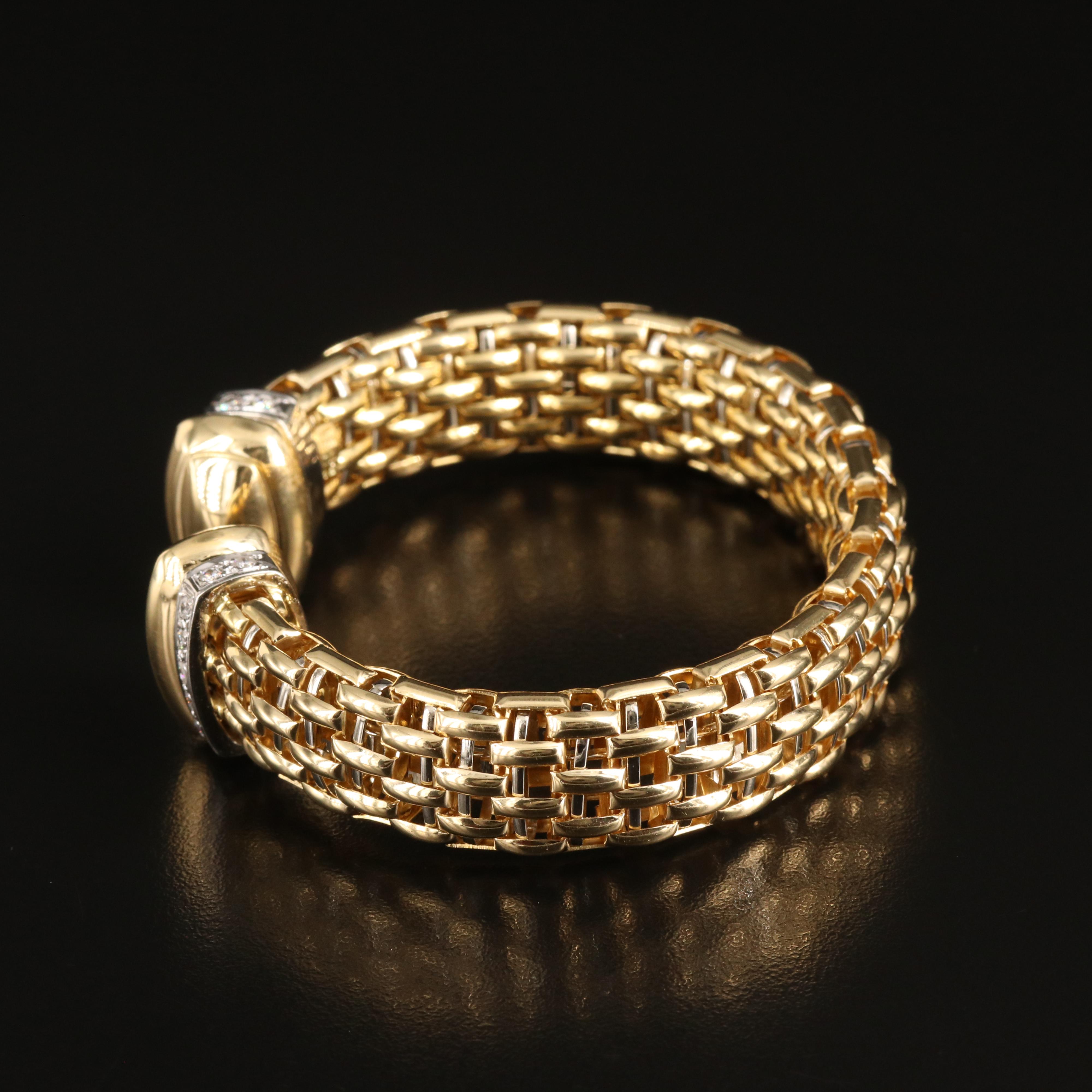 Italian 18K 0.54 CTW Diamond Basket Weave Cuff