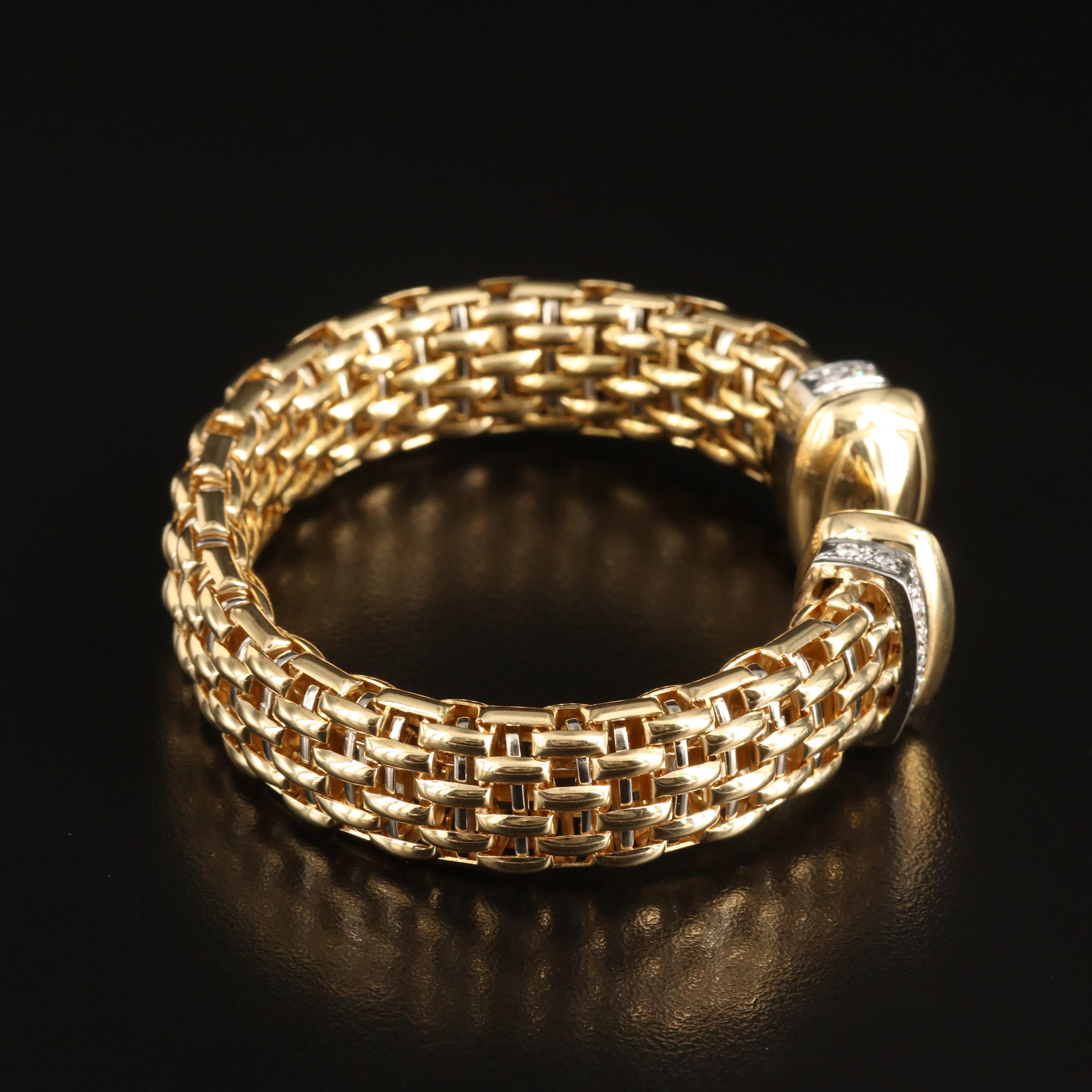 Italian 18K 0.54 CTW Diamond Basket Weave Cuff