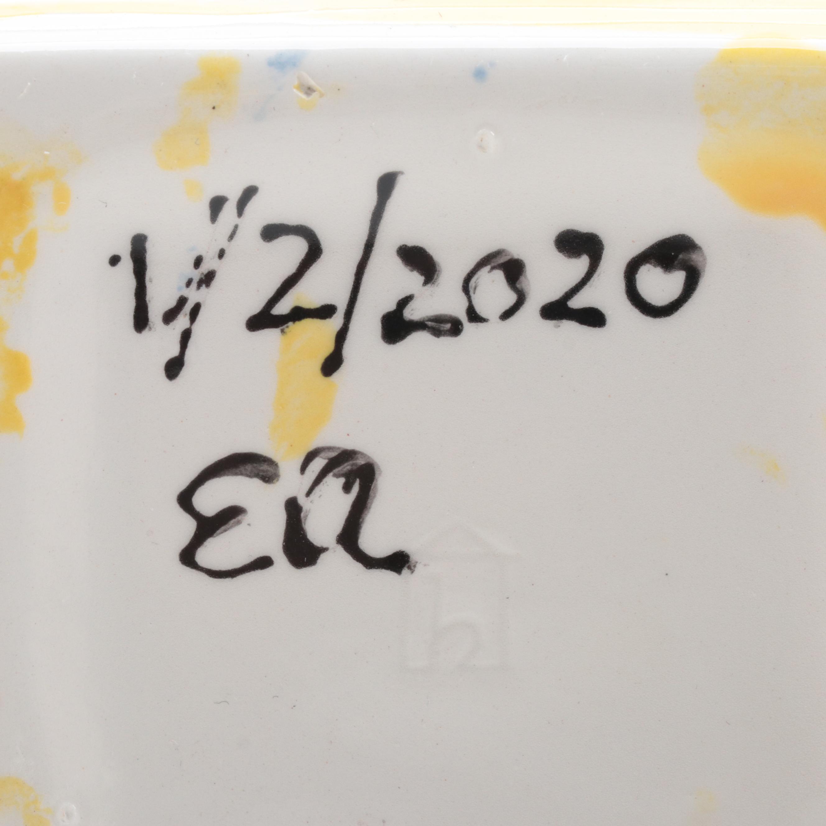 Ceramic Basket with Easter Eggs, Alabaster Figurine and Votive Holder