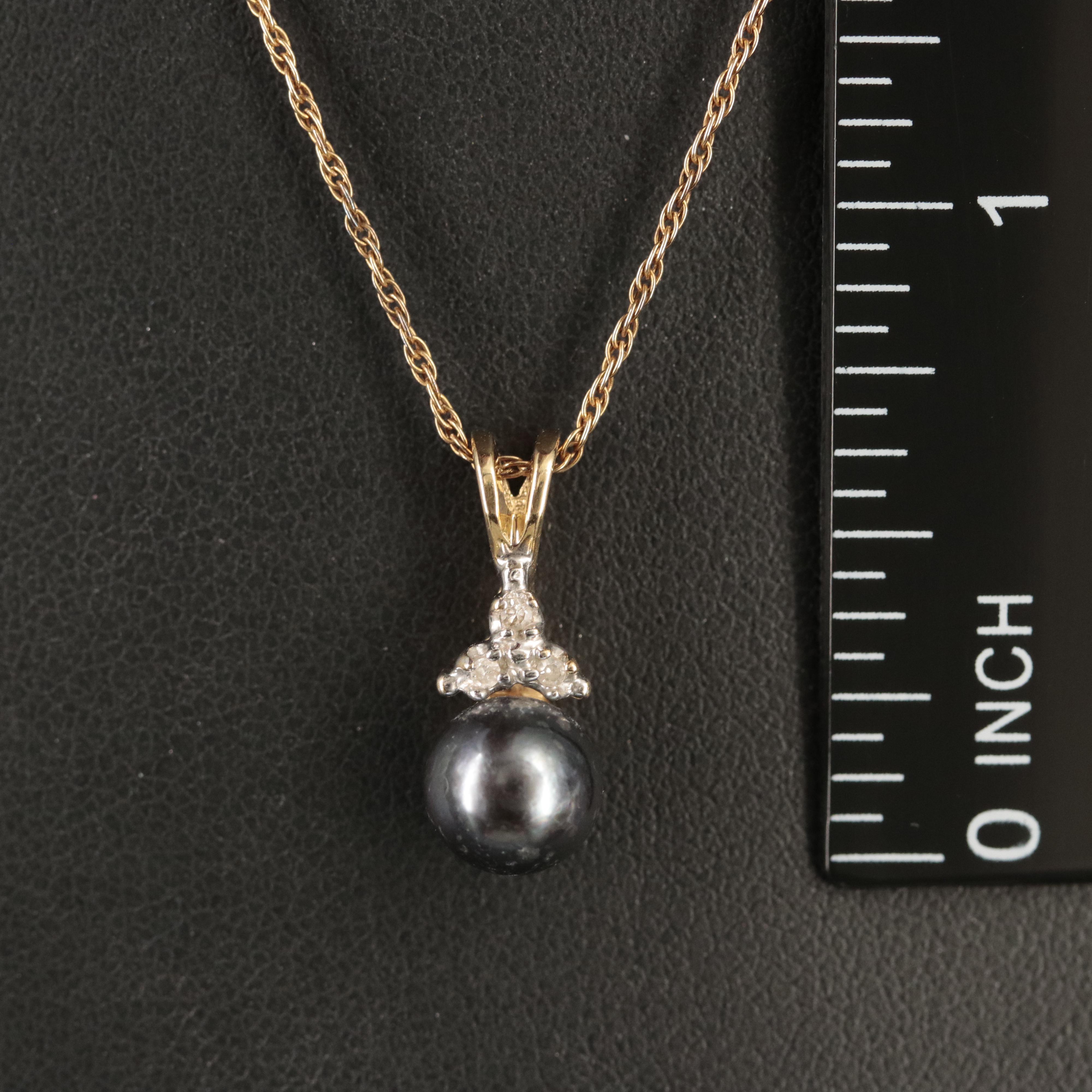 14K Pearl and Diamond Pendant Necklace