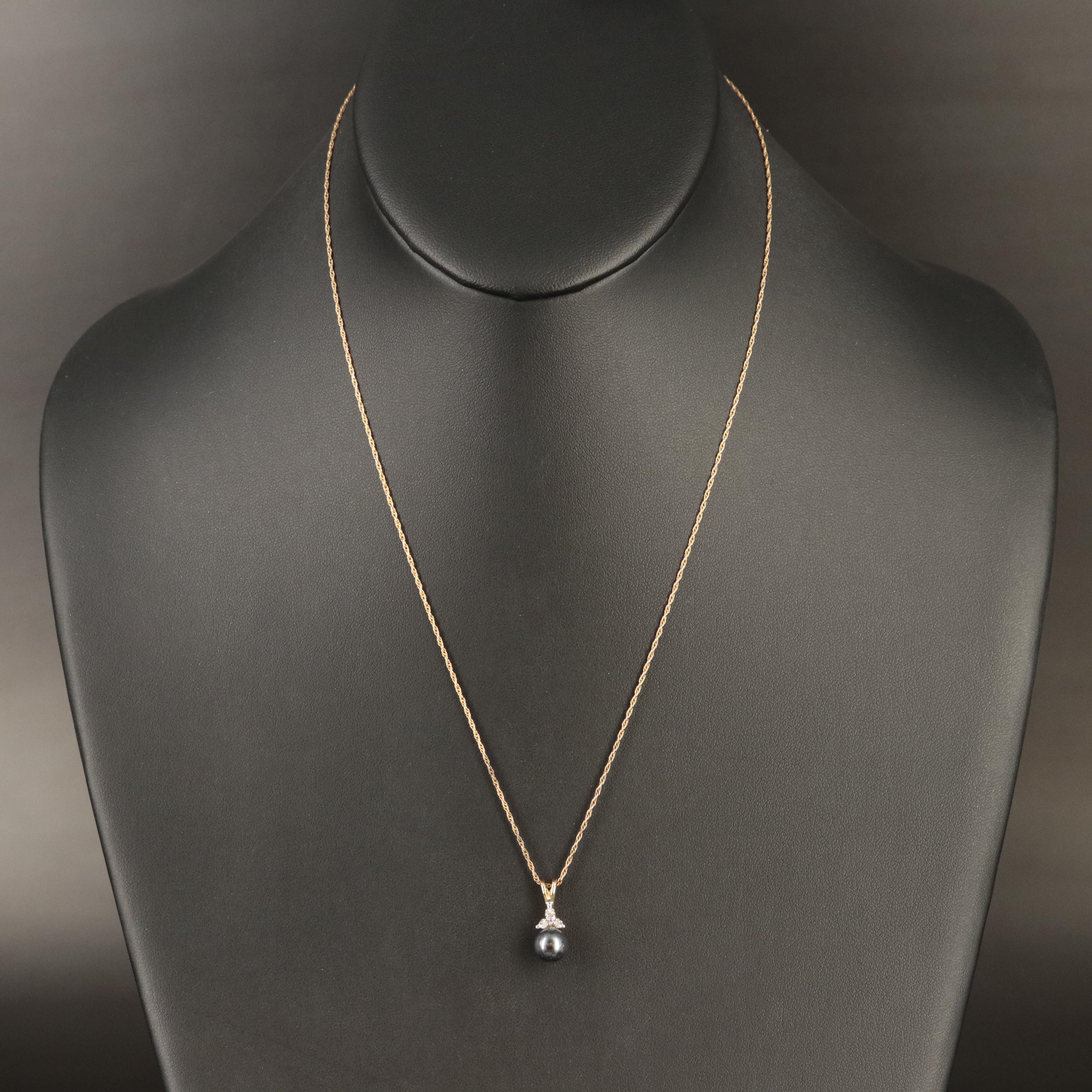 14K Pearl and Diamond Pendant Necklace
