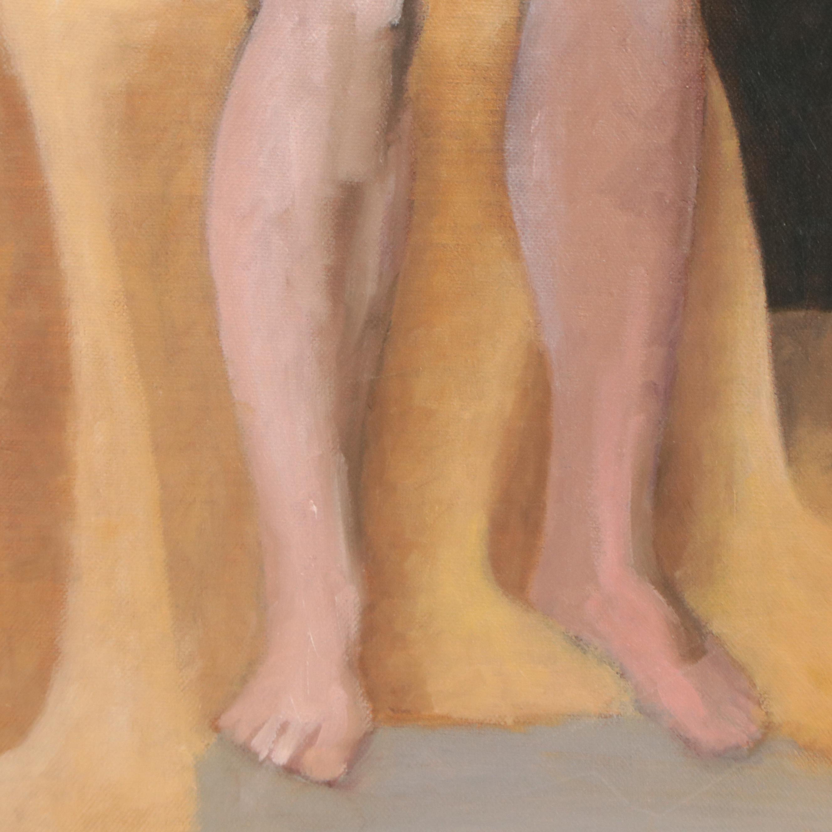 Katrina Halter Figurative Oil Painting of Seated Nude, Late 20th Century