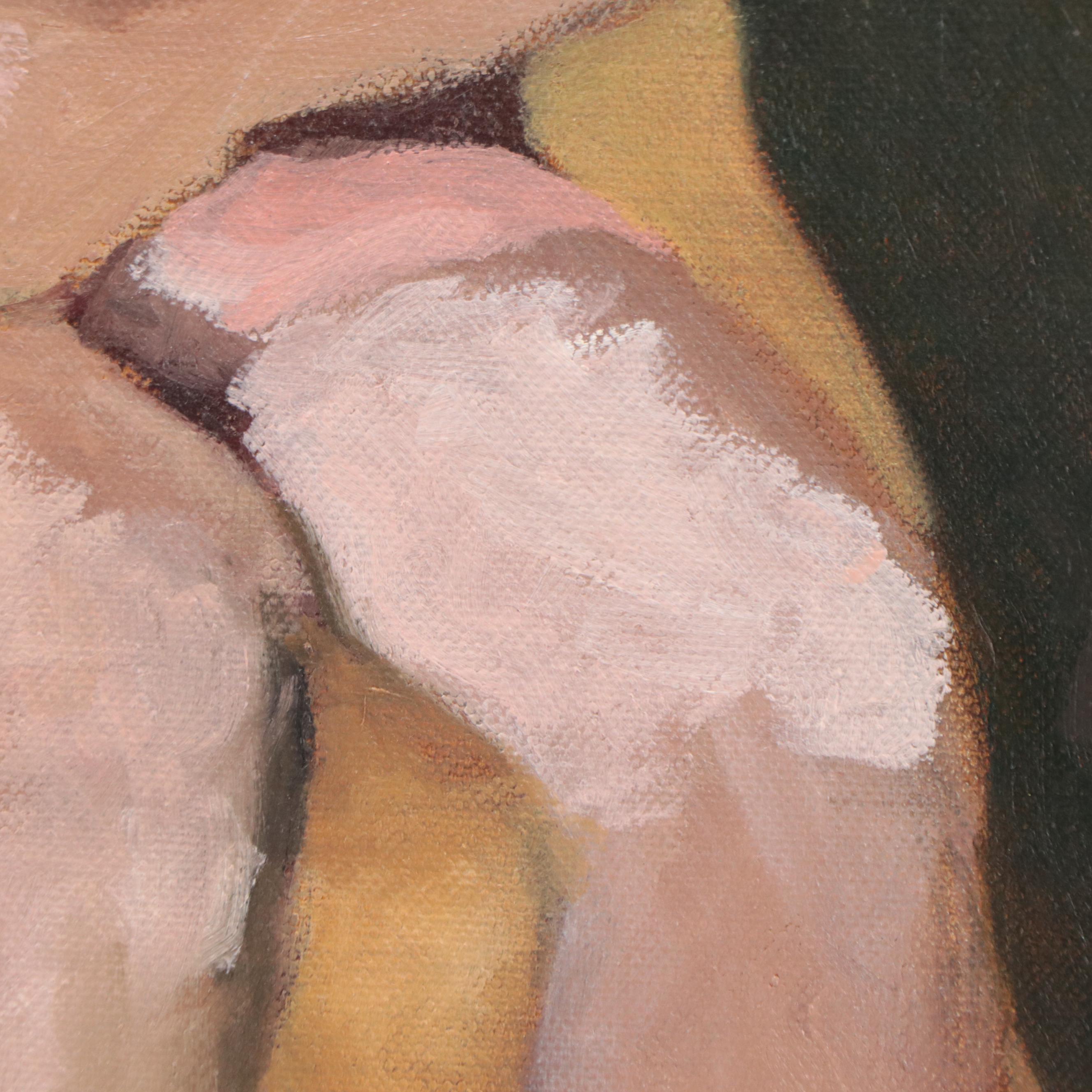 Katrina Halter Figurative Oil Painting of Seated Nude, Late 20th Century