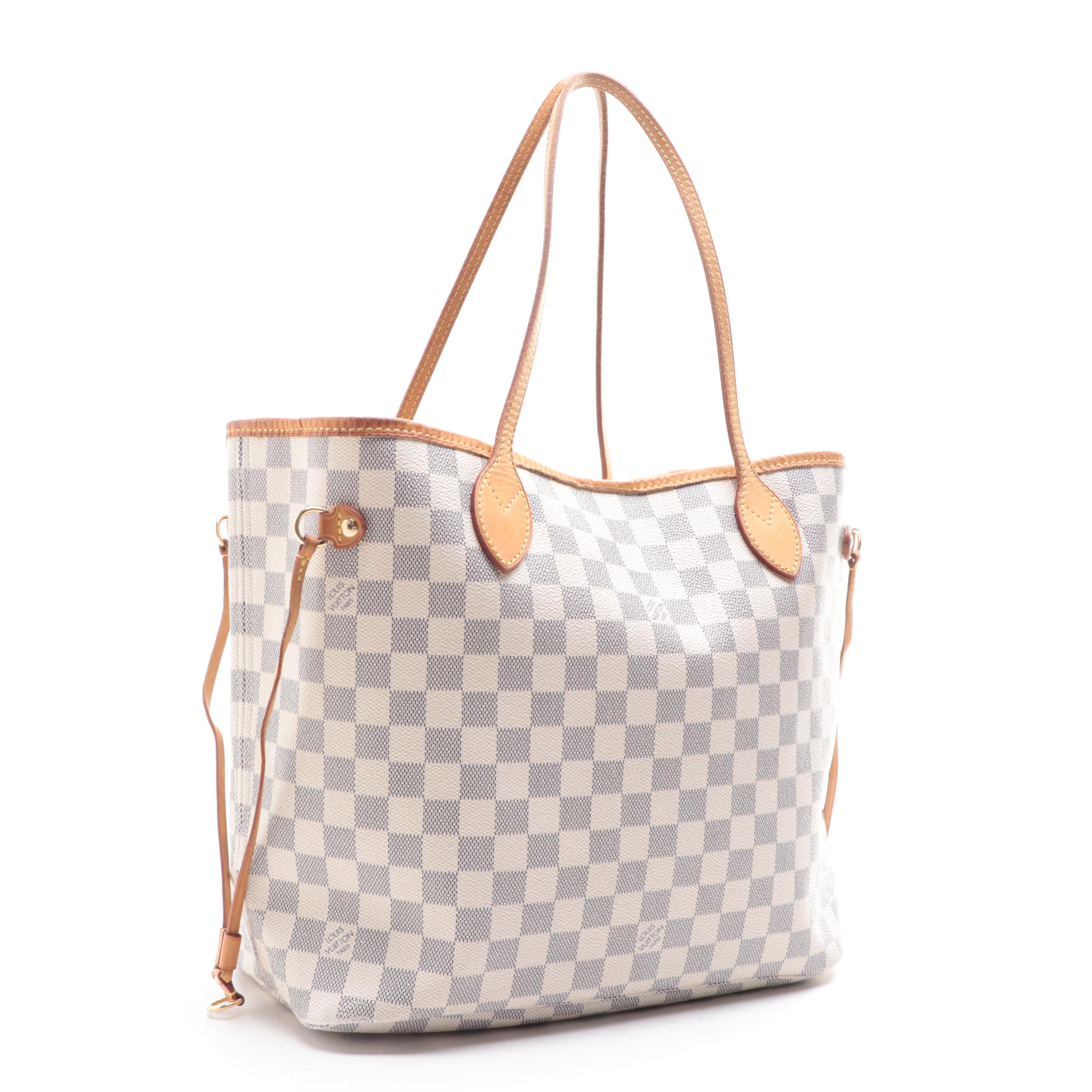 Louis Vuitton Neverfull MM in Damier Azur Canvas and Vachetta Leather