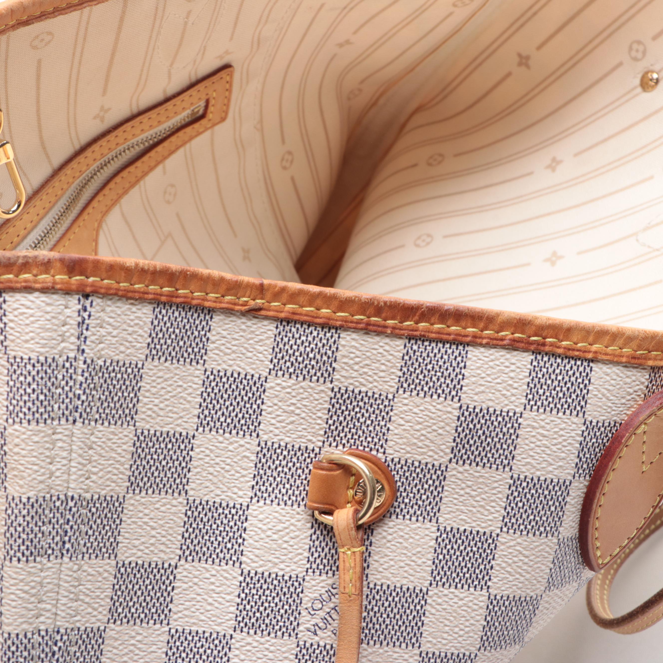 Louis Vuitton Neverfull MM in Damier Azur Canvas and Vachetta Leather