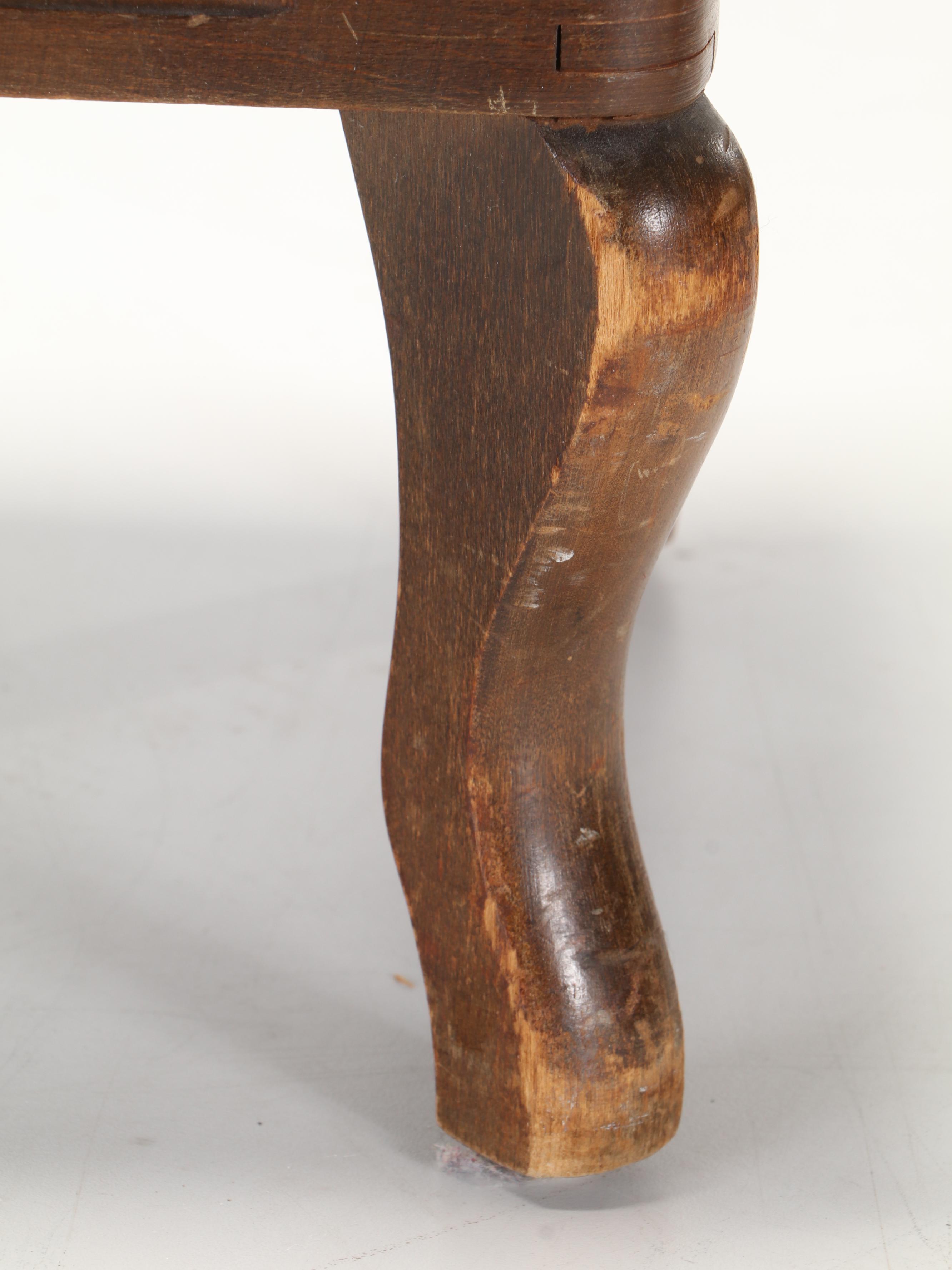 Three Floral Needlepoint Upholstered Wood Footstools, 20th Century