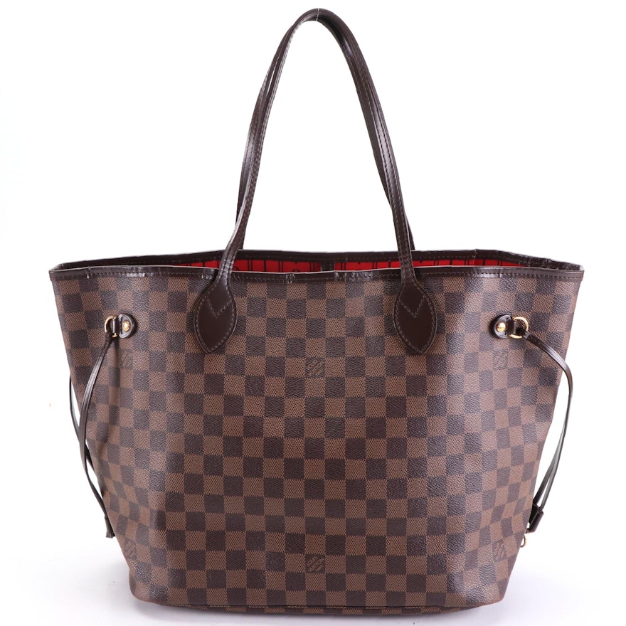 Louis Vuitton Neverfull MM Tote in Damier Ebene Canvas and Leather