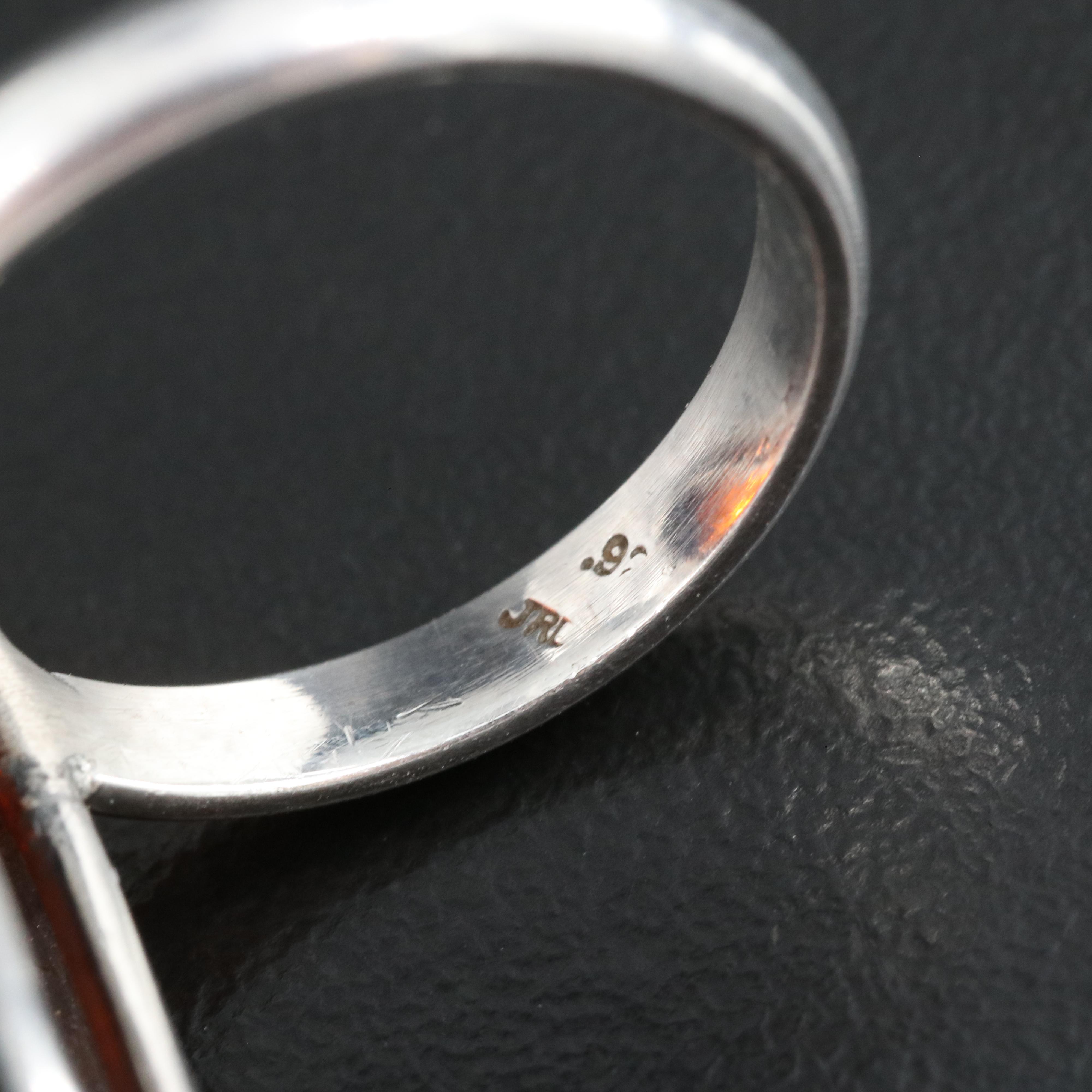 Sterling Amber Ring