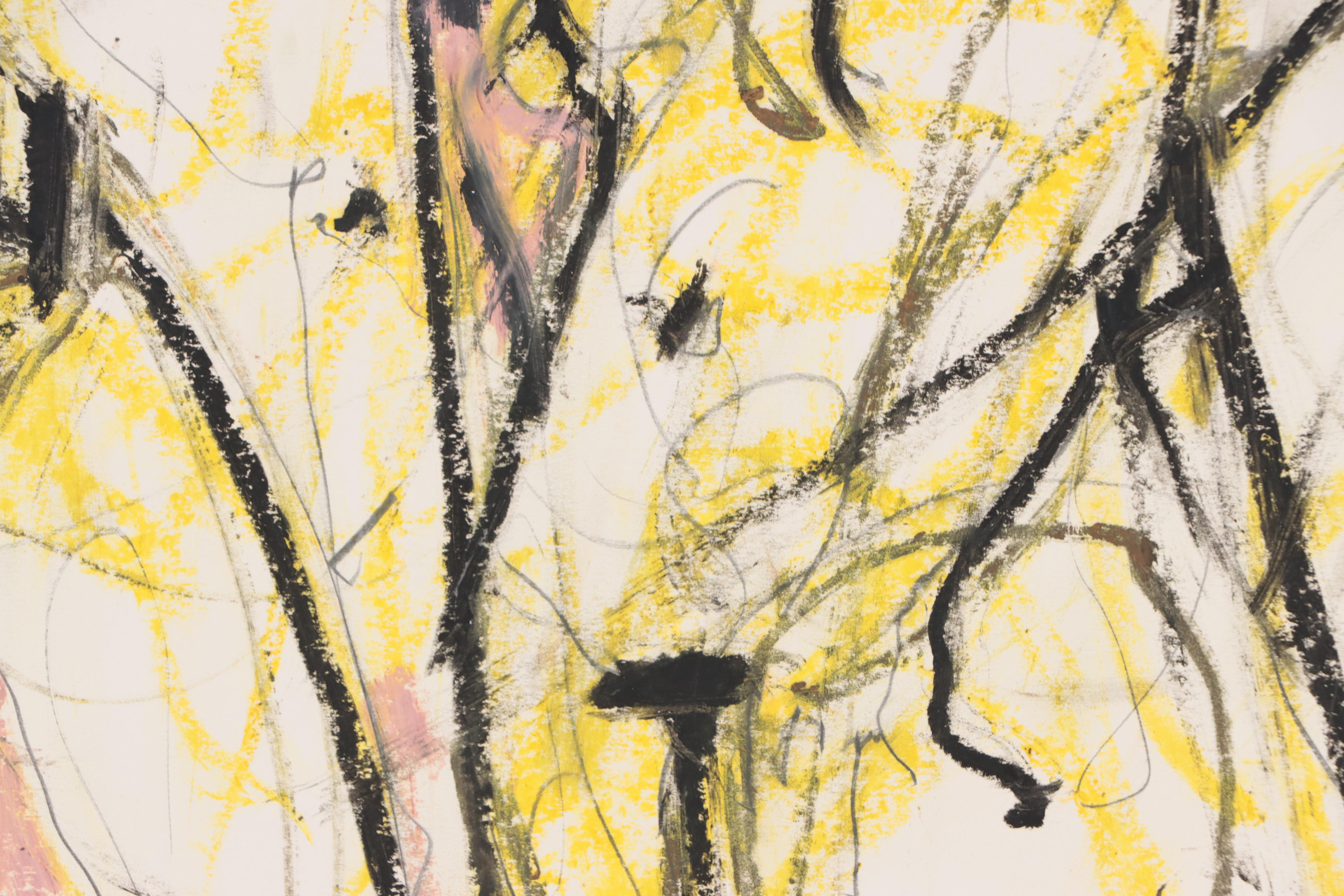 Jack Meanwell Expressionist Mixed Media Drawing