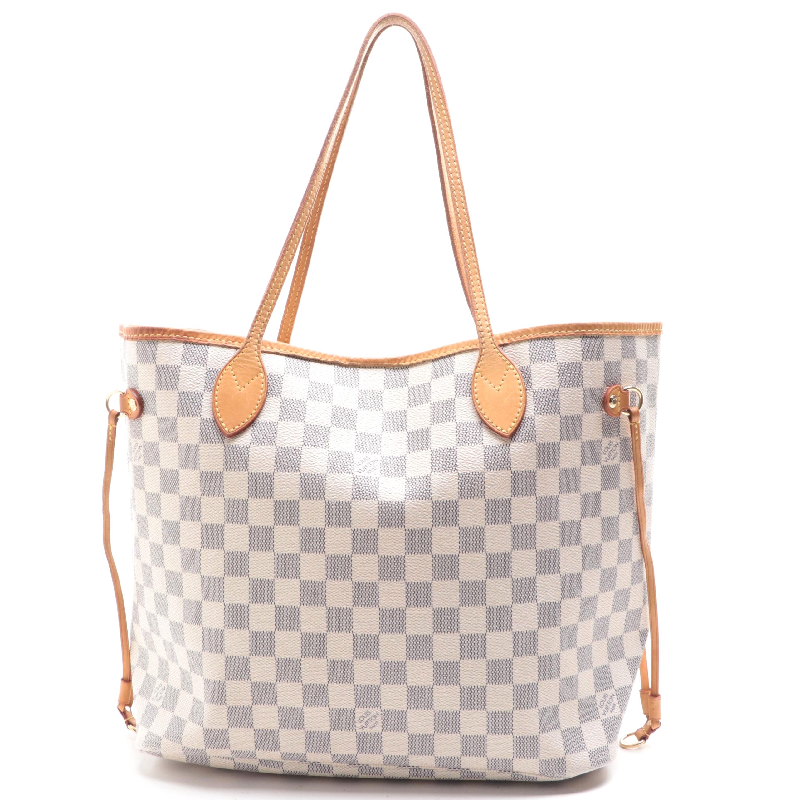 Louis Vuitton Neverfull MM in Damier Azur Canvas and Vachetta Leather