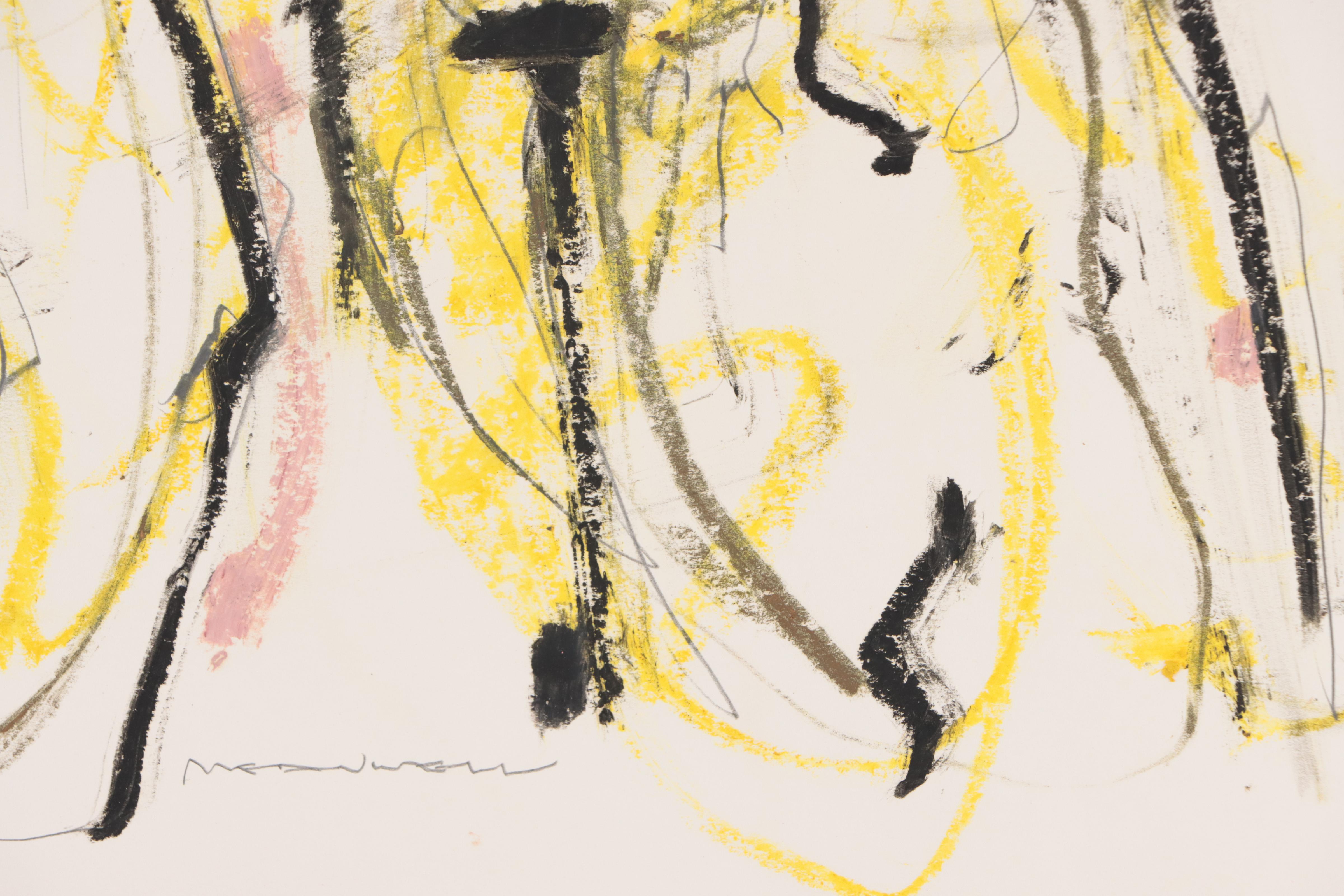 Jack Meanwell Expressionist Mixed Media Drawing