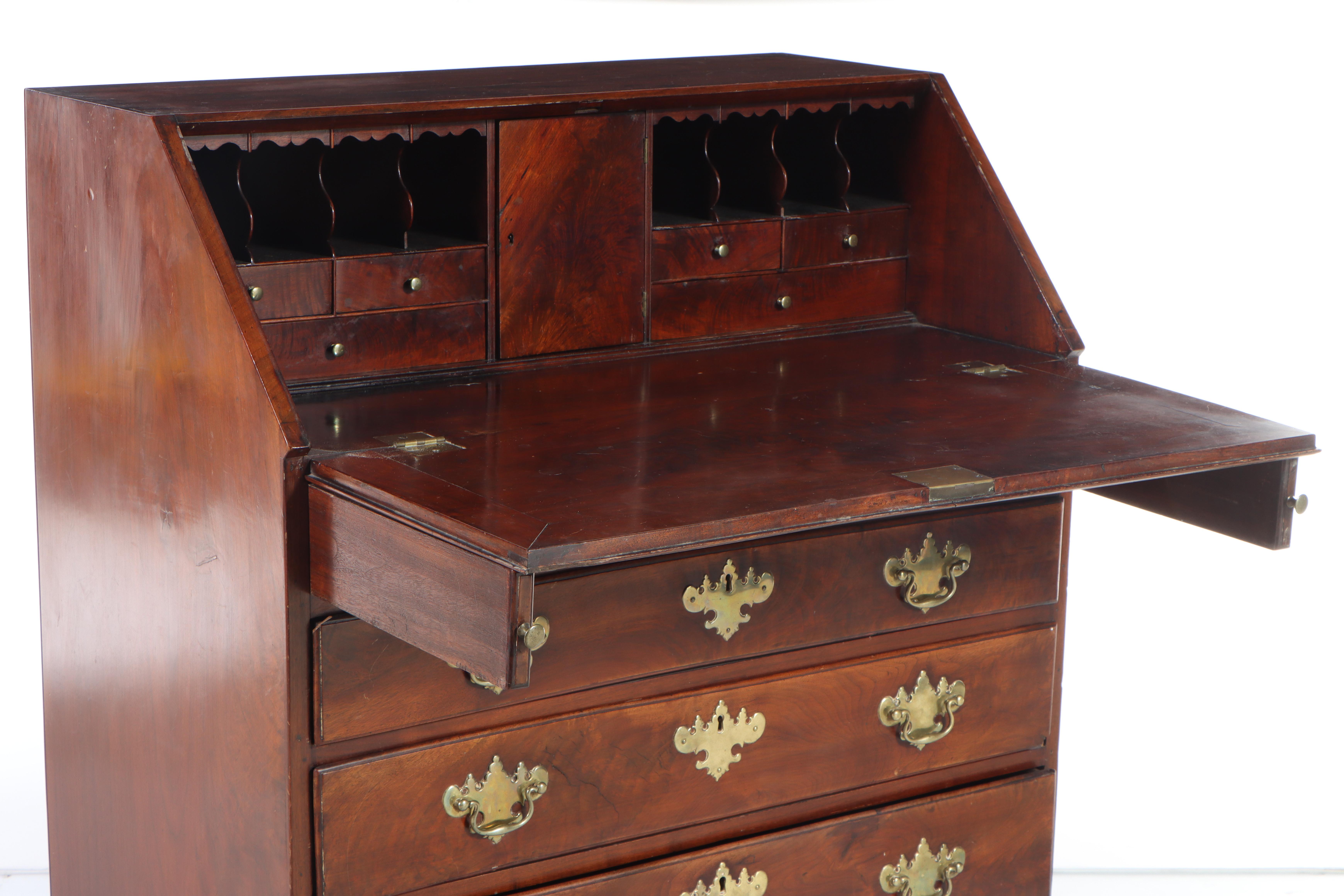 American Chippendale Mahogany Slant-Front Desk, Late 18th Century