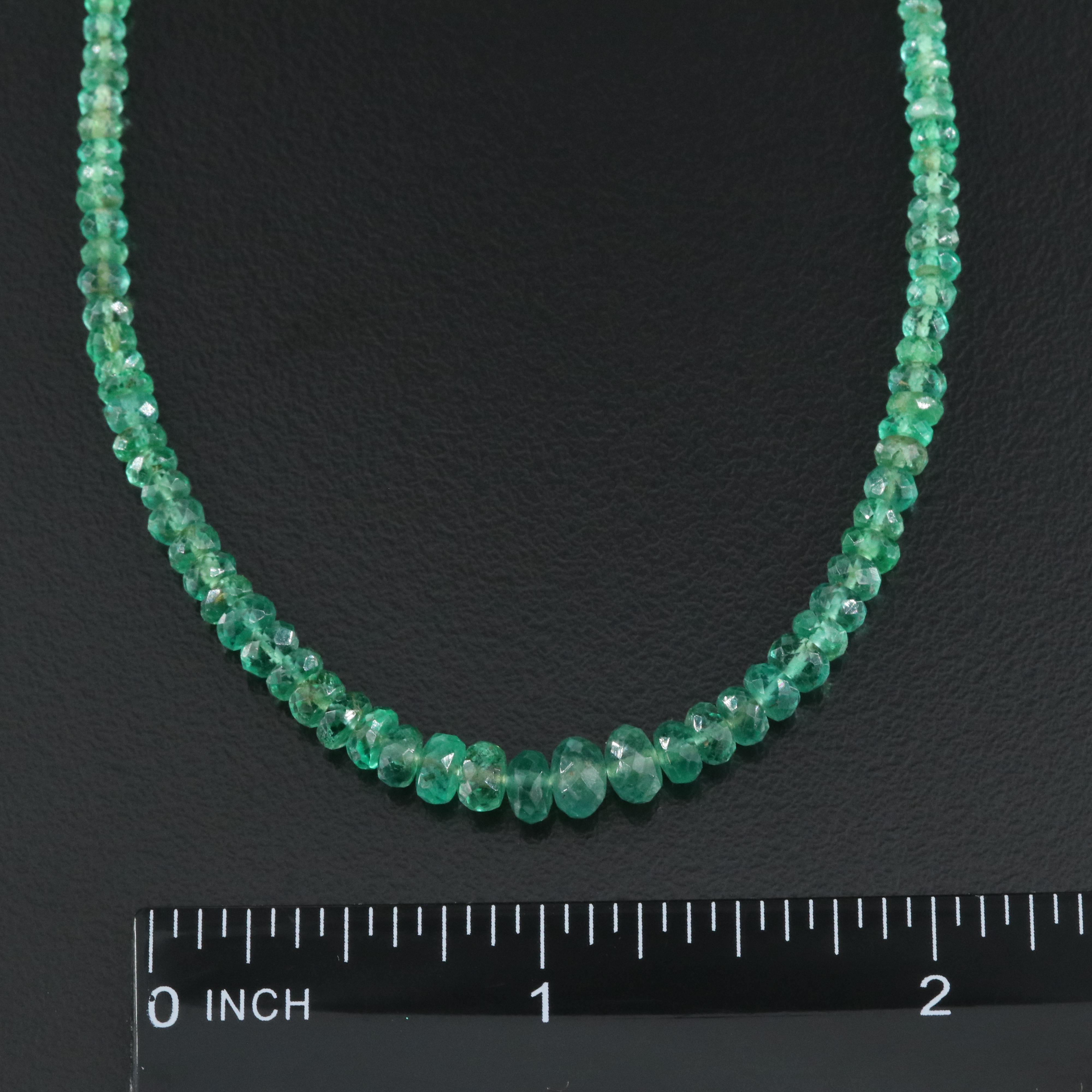Emerald Graduating Faceted Bead Necklace with Sterling Clasp