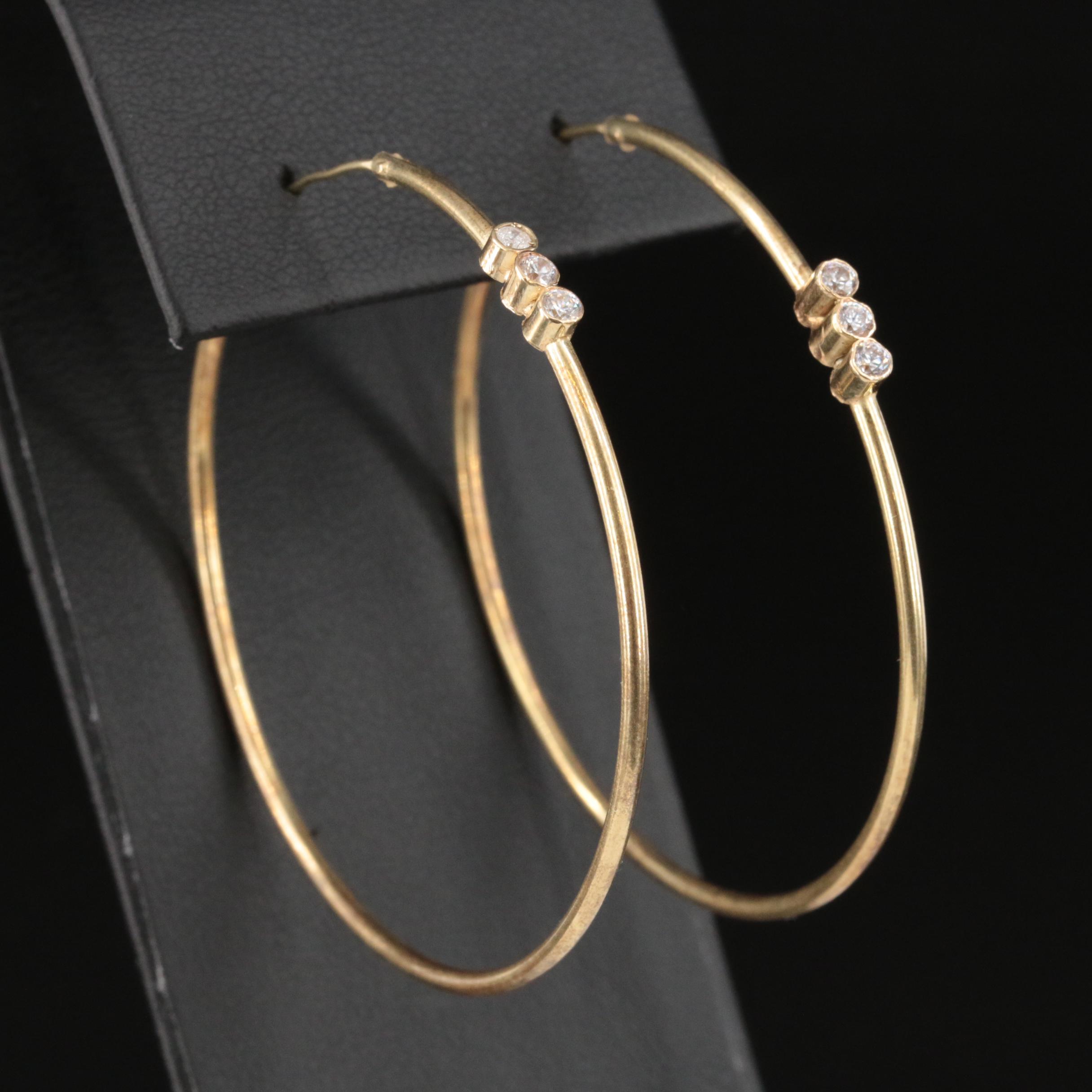 14K Cubic Zirconia Hoop Earrings