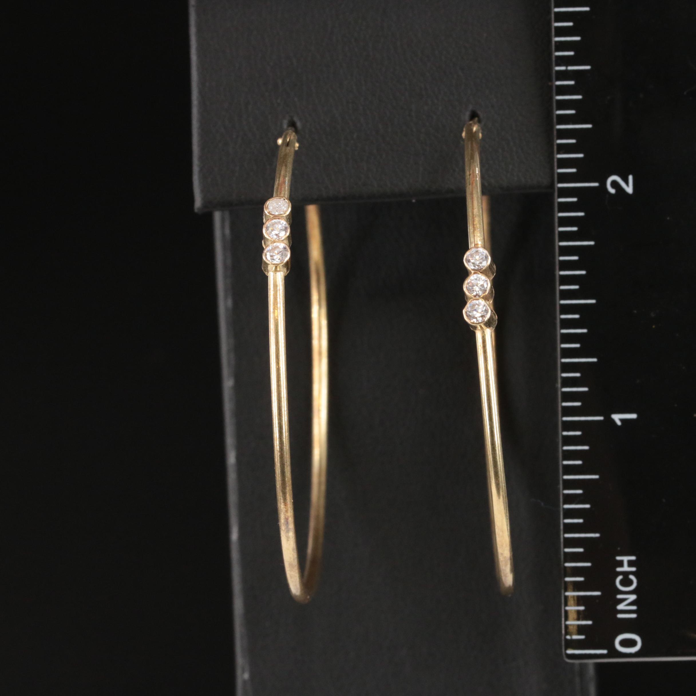 14K Cubic Zirconia Hoop Earrings