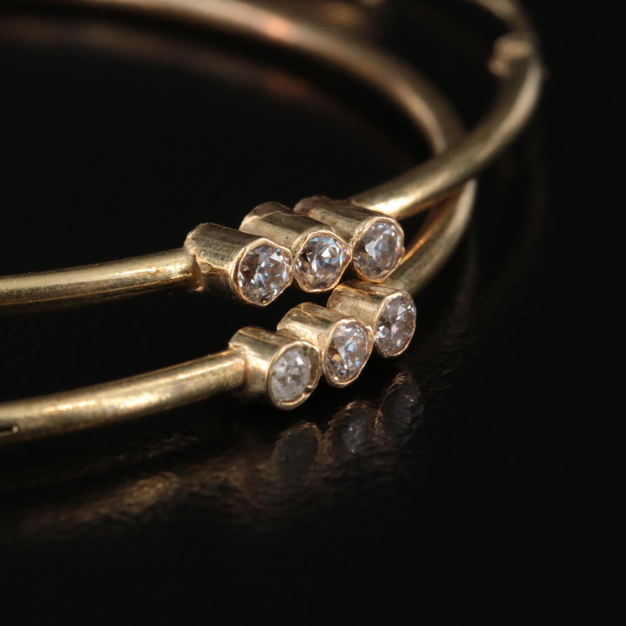 14K Cubic Zirconia Hoop Earrings