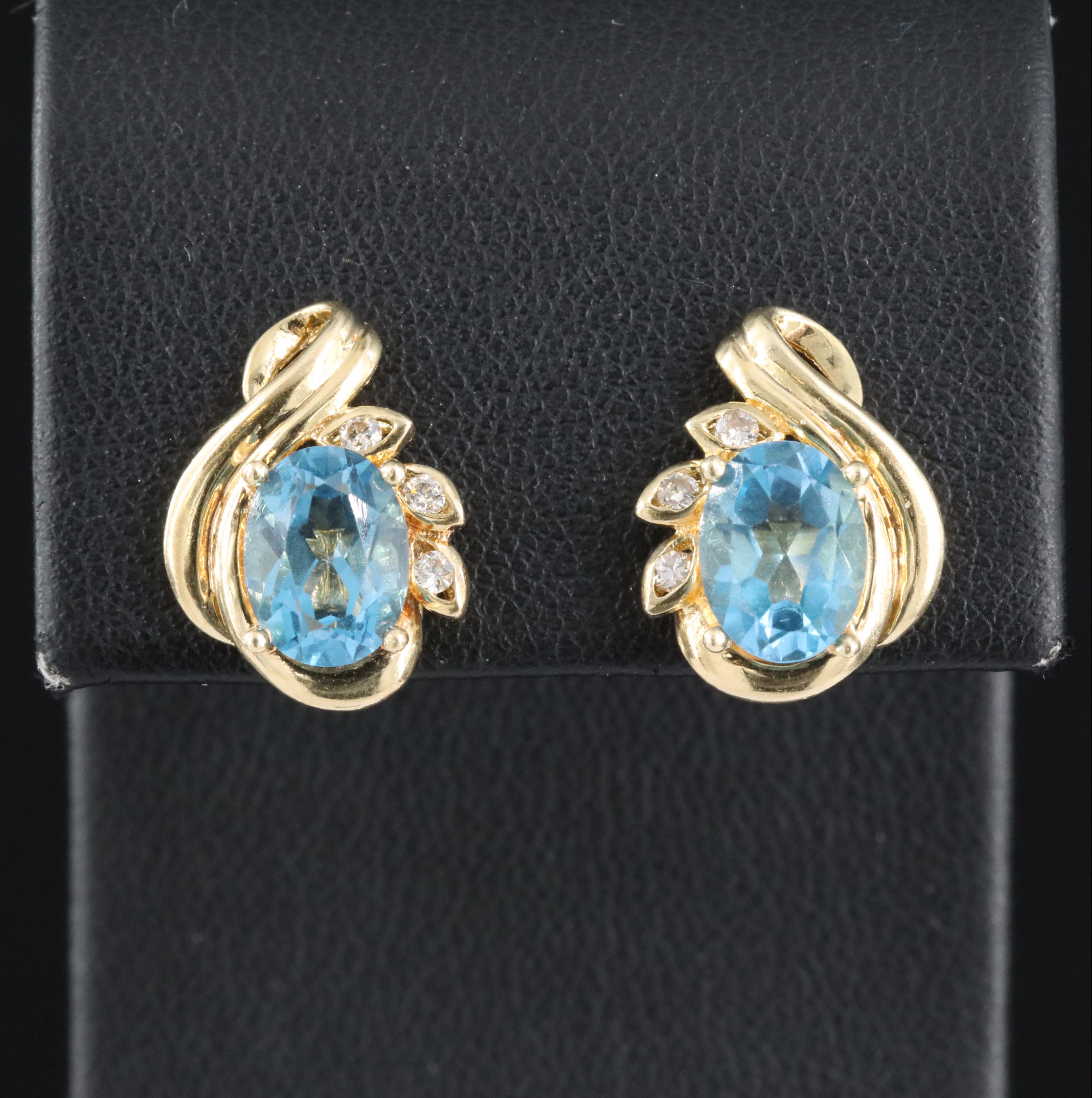 14K Topaz and Diamond Earrings
