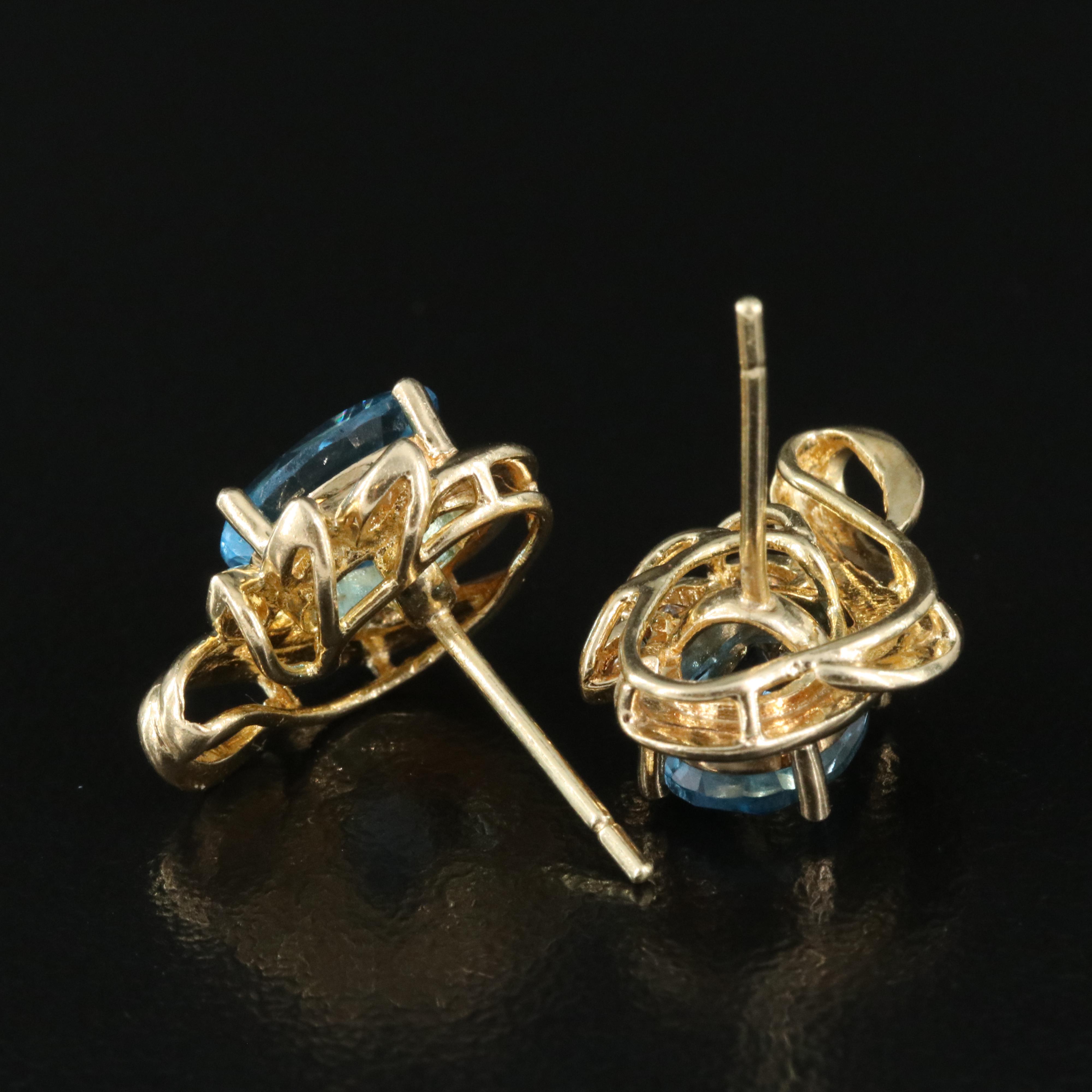 14K Topaz and Diamond Earrings
