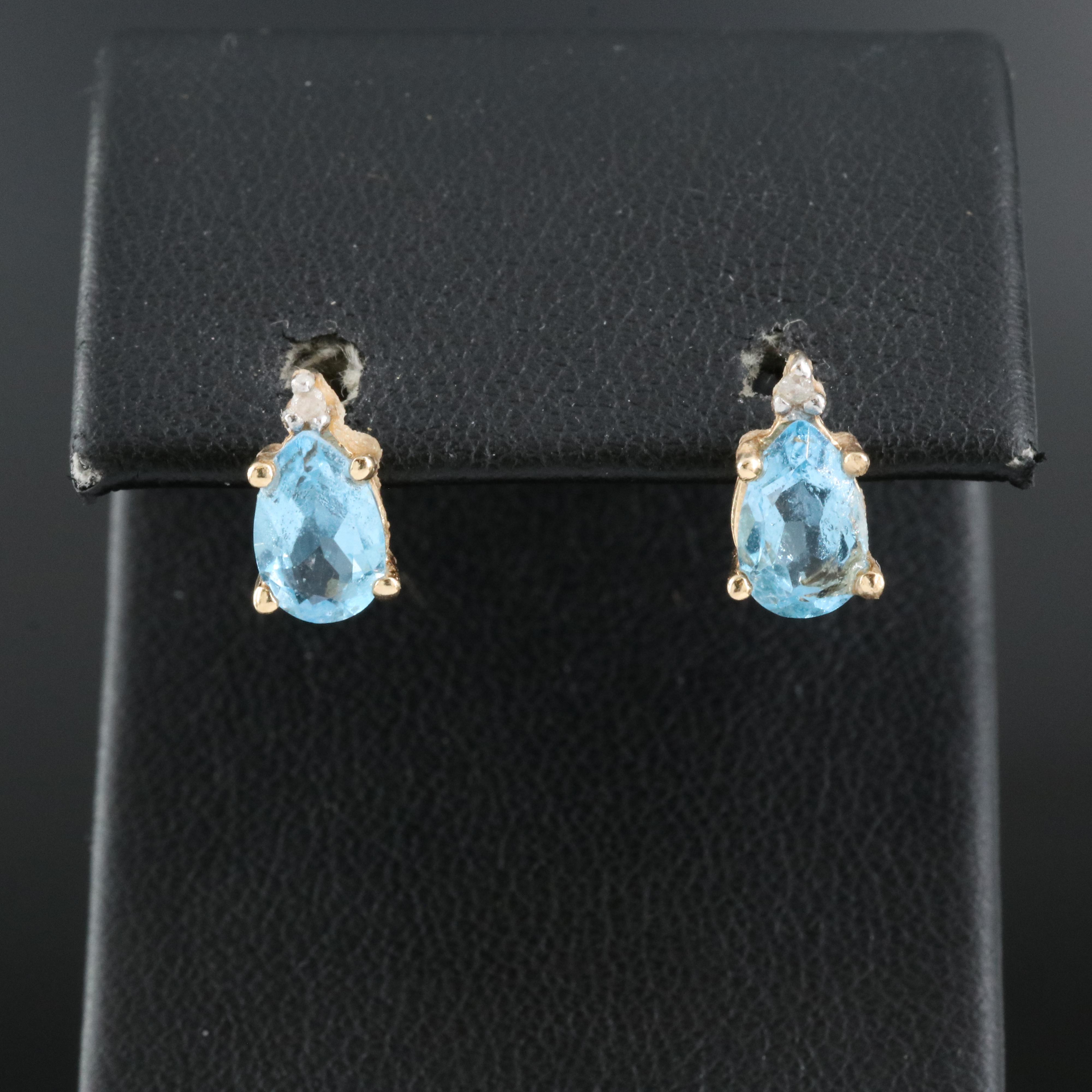 14K Topaz and Diamond Earrings