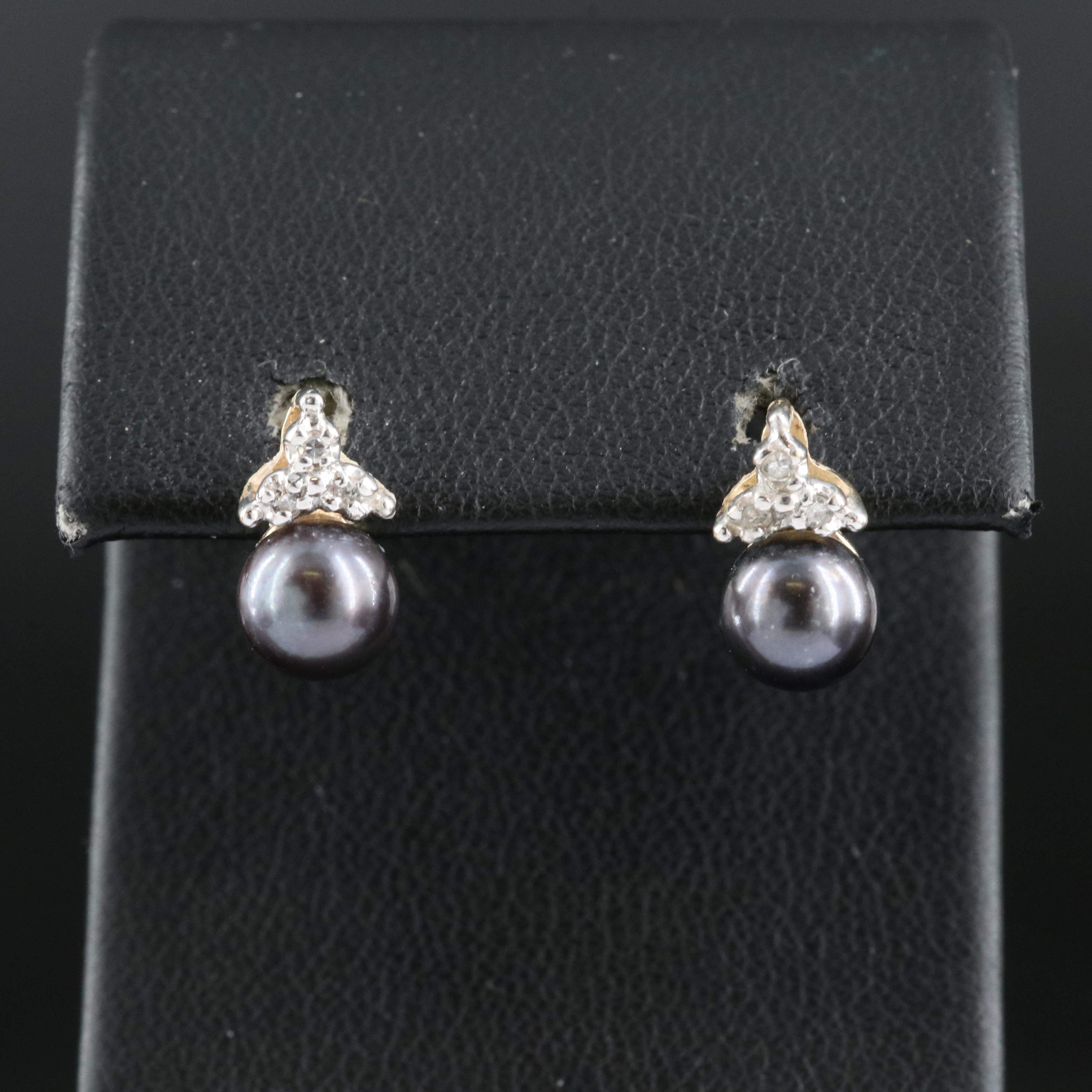 14K Pearl and Diamond Earrings