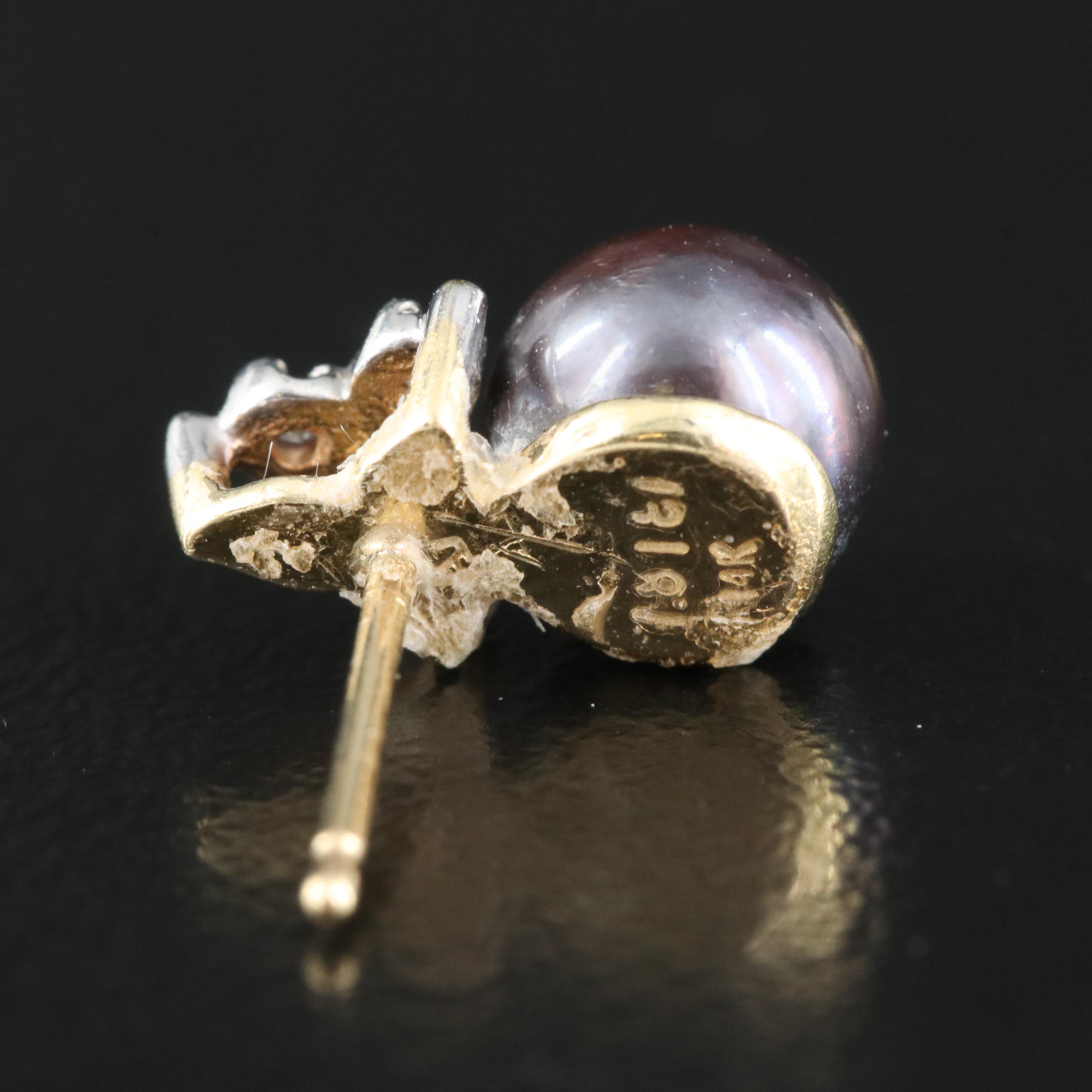 14K Pearl and Diamond Earrings