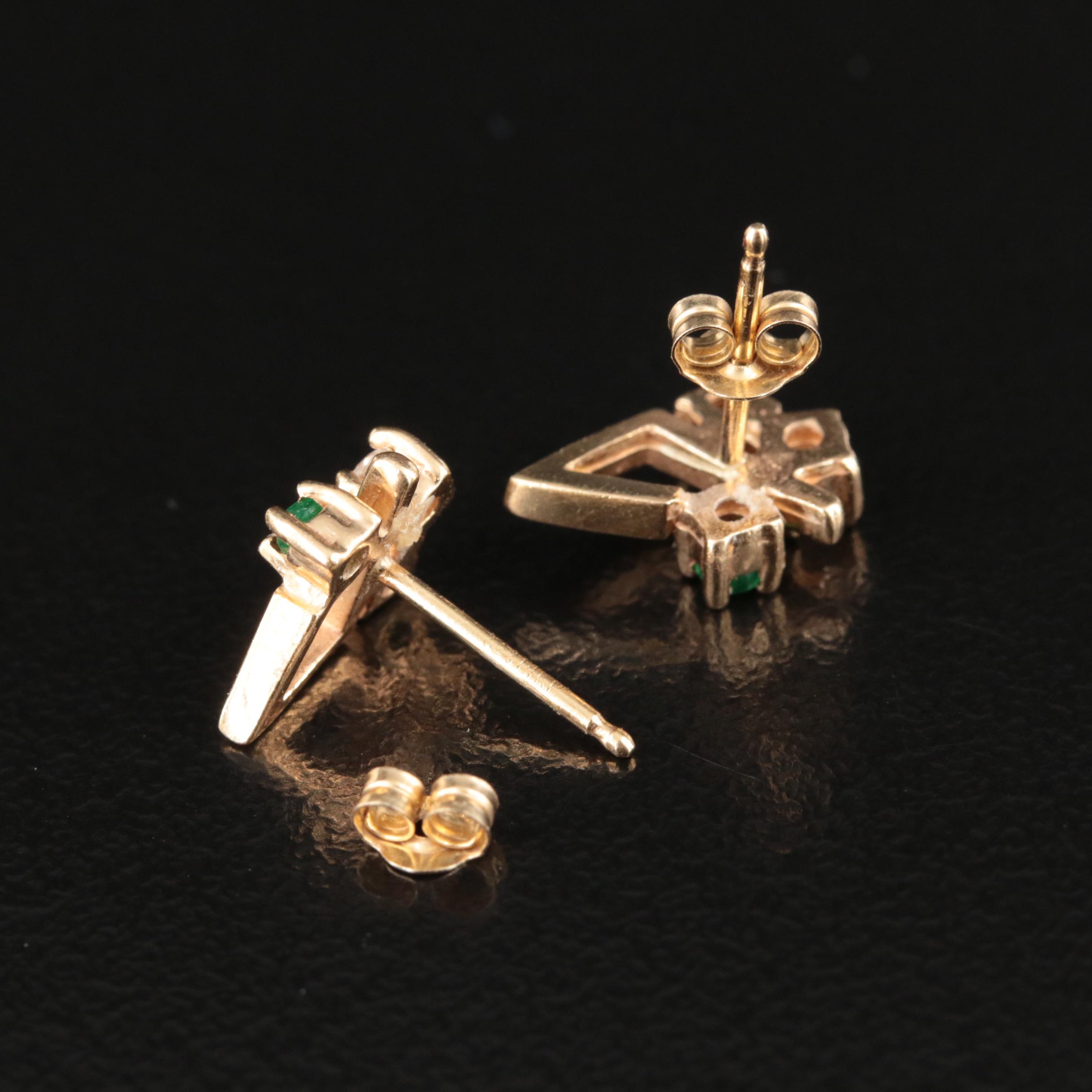 14K Diamond and Emerald Earrings