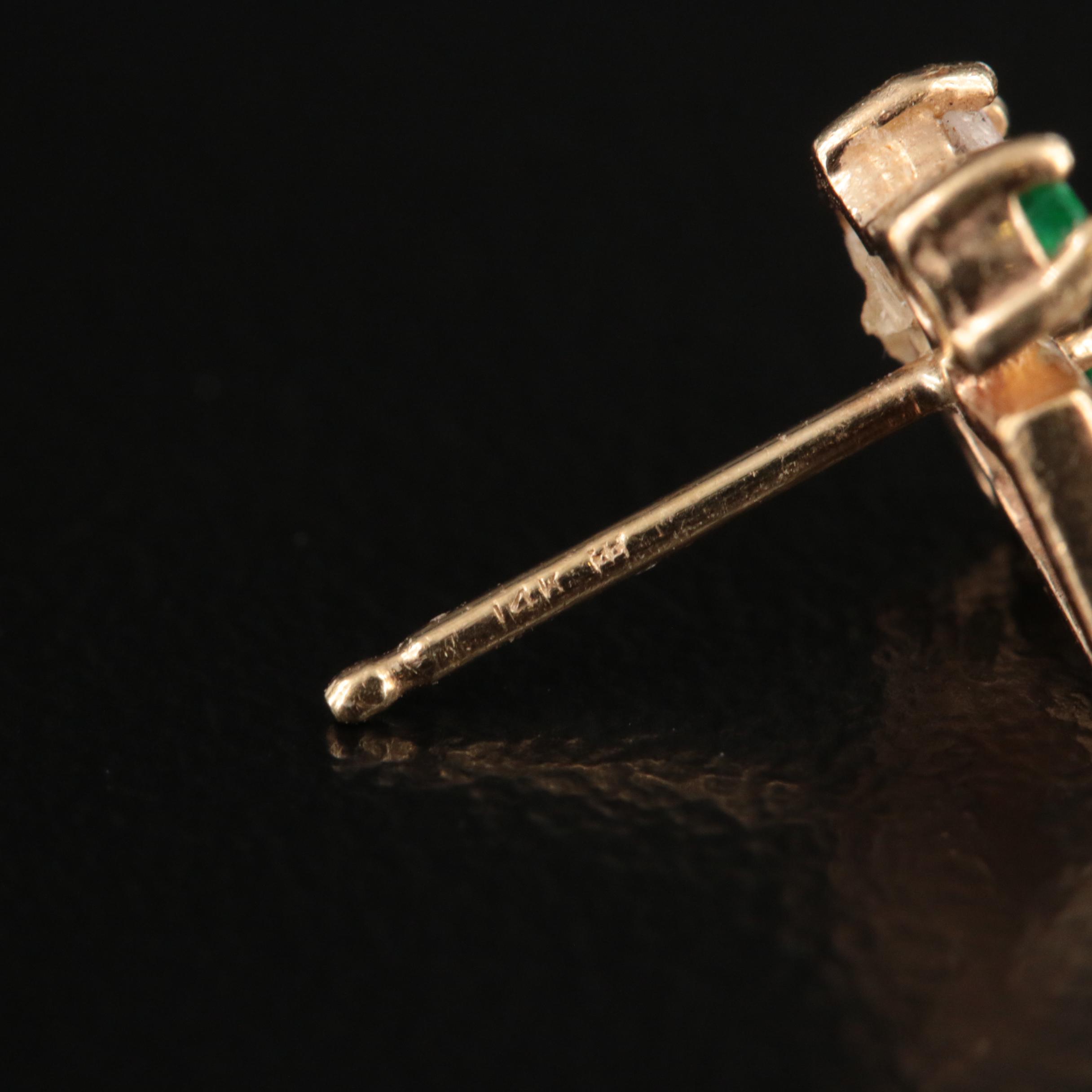 14K Diamond and Emerald Earrings