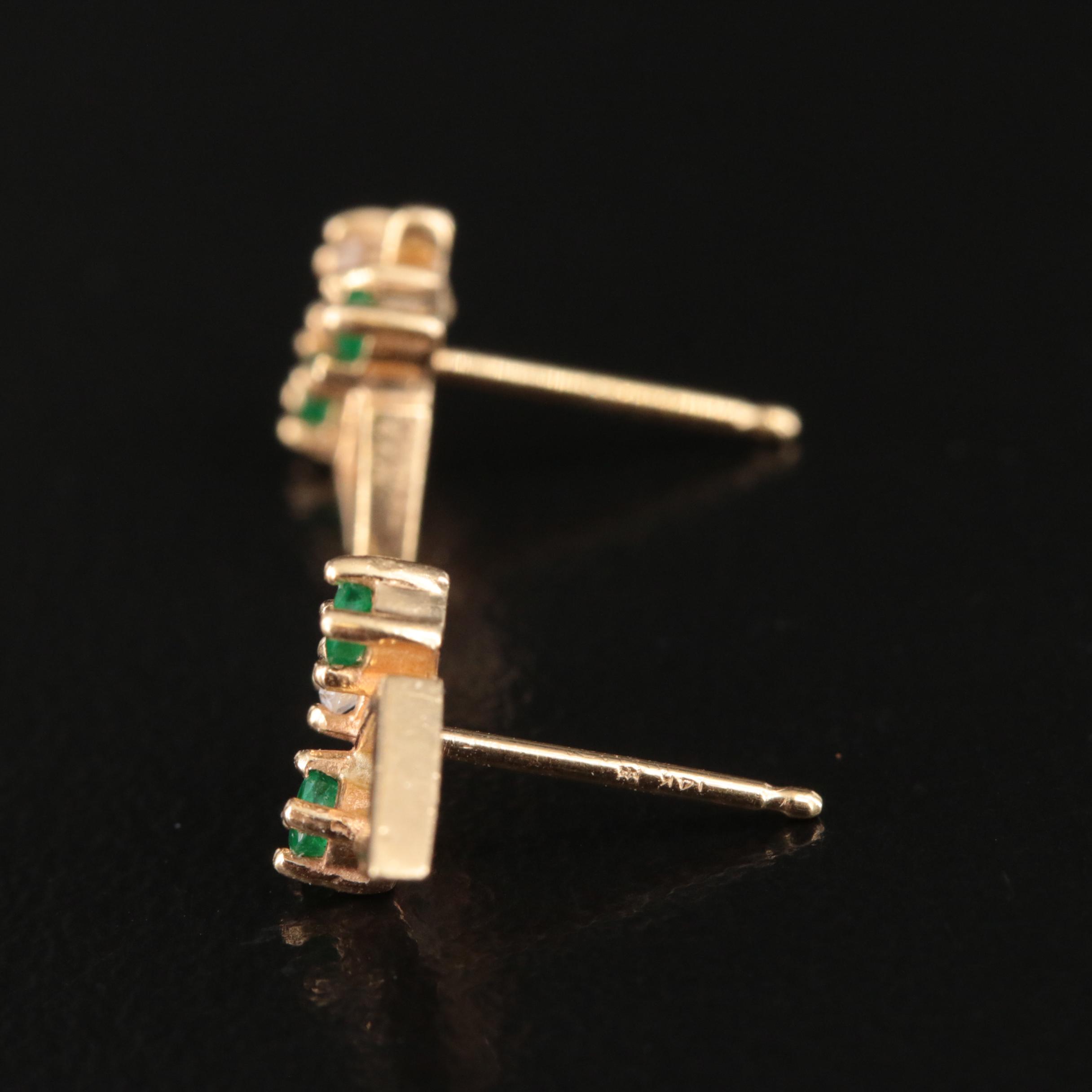 14K Diamond and Emerald Earrings