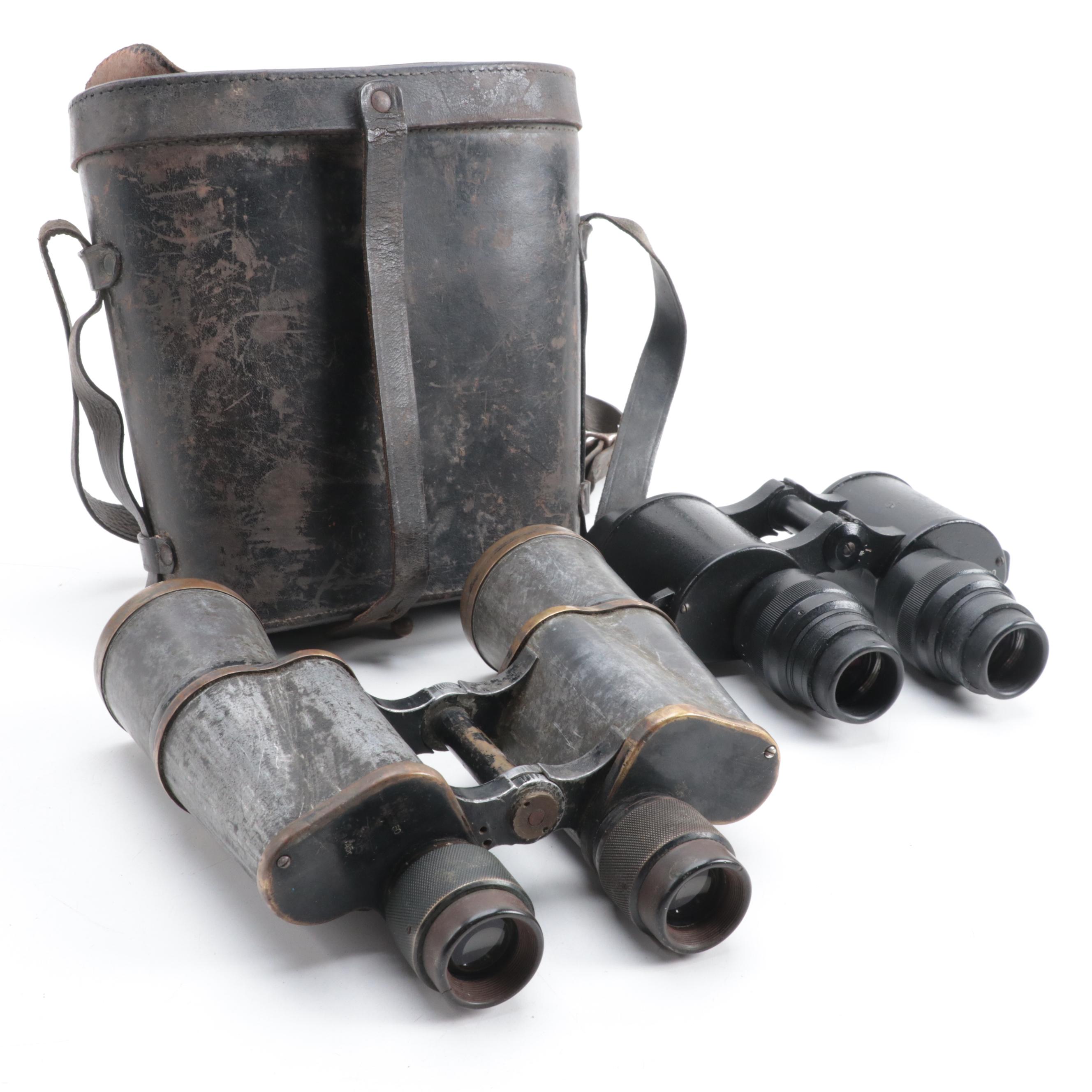 Soviet Union and Russian Federation Military Binoculars with Leather Case