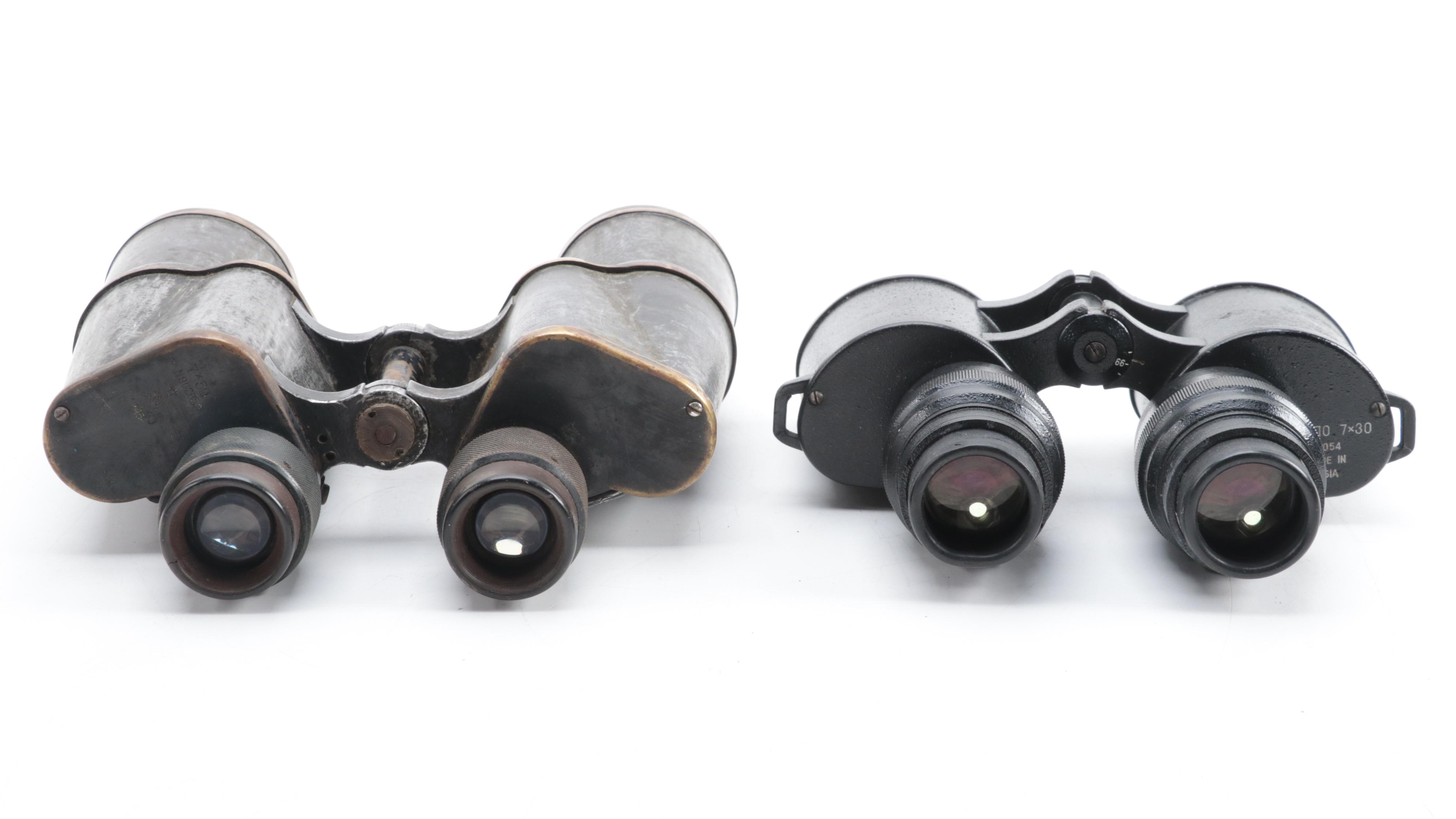 Soviet Union and Russian Federation Military Binoculars with Leather Case