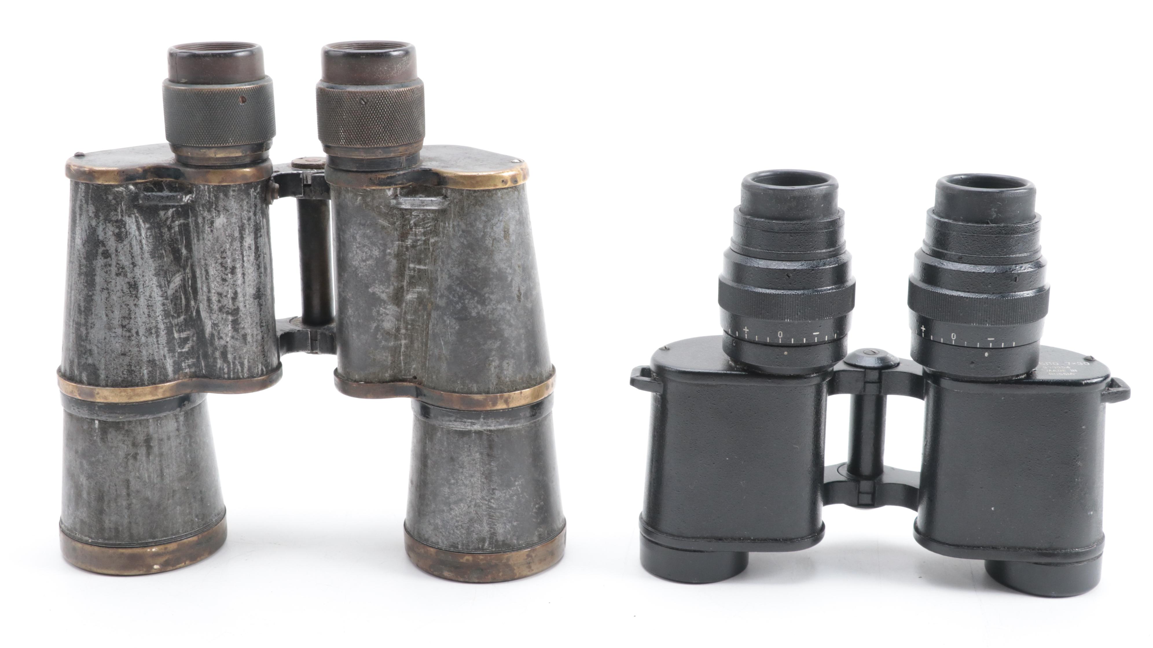 Soviet Union and Russian Federation Military Binoculars with Leather Case