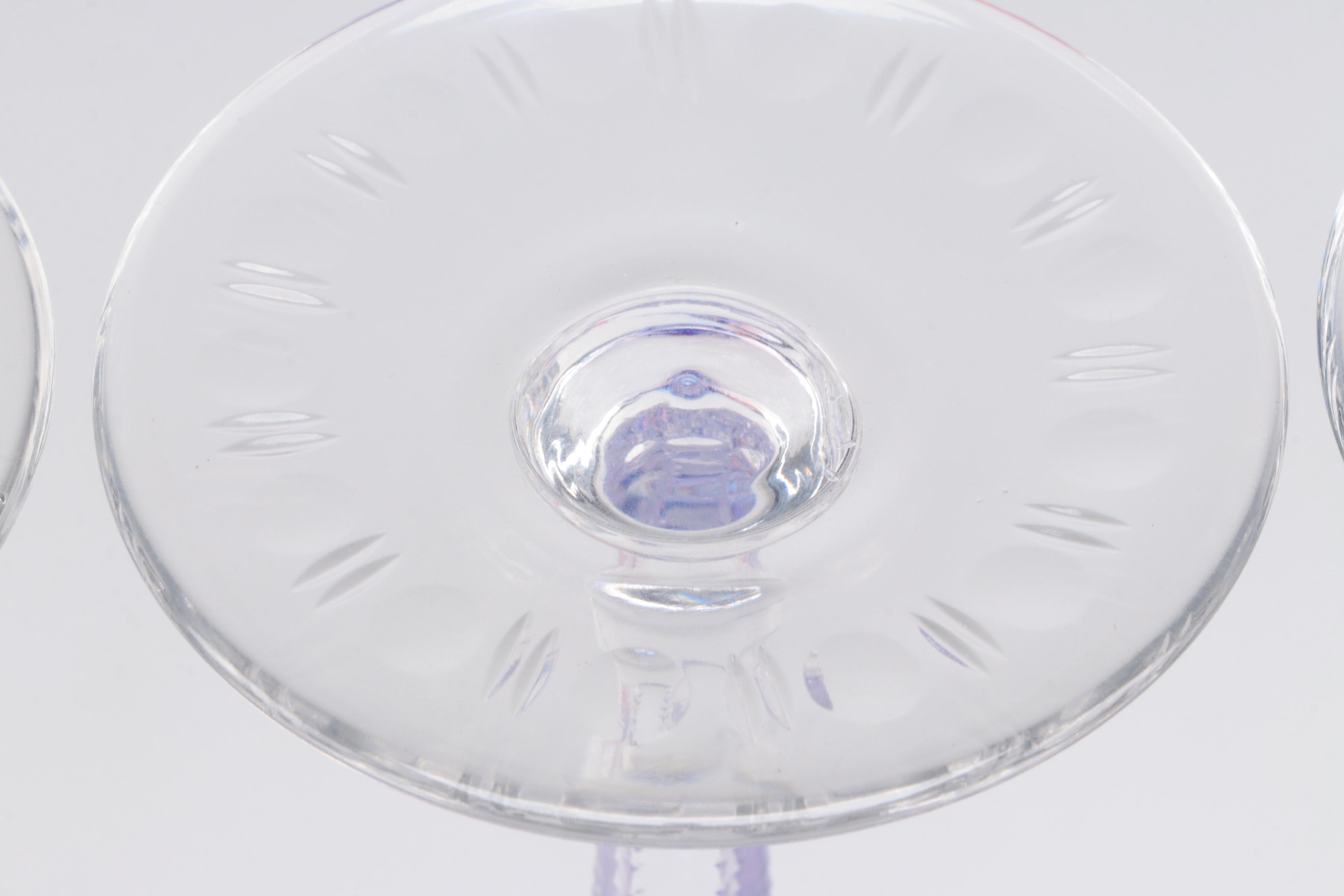 Bohemian Style Etched to Clear and Other Etched Glass Goblets