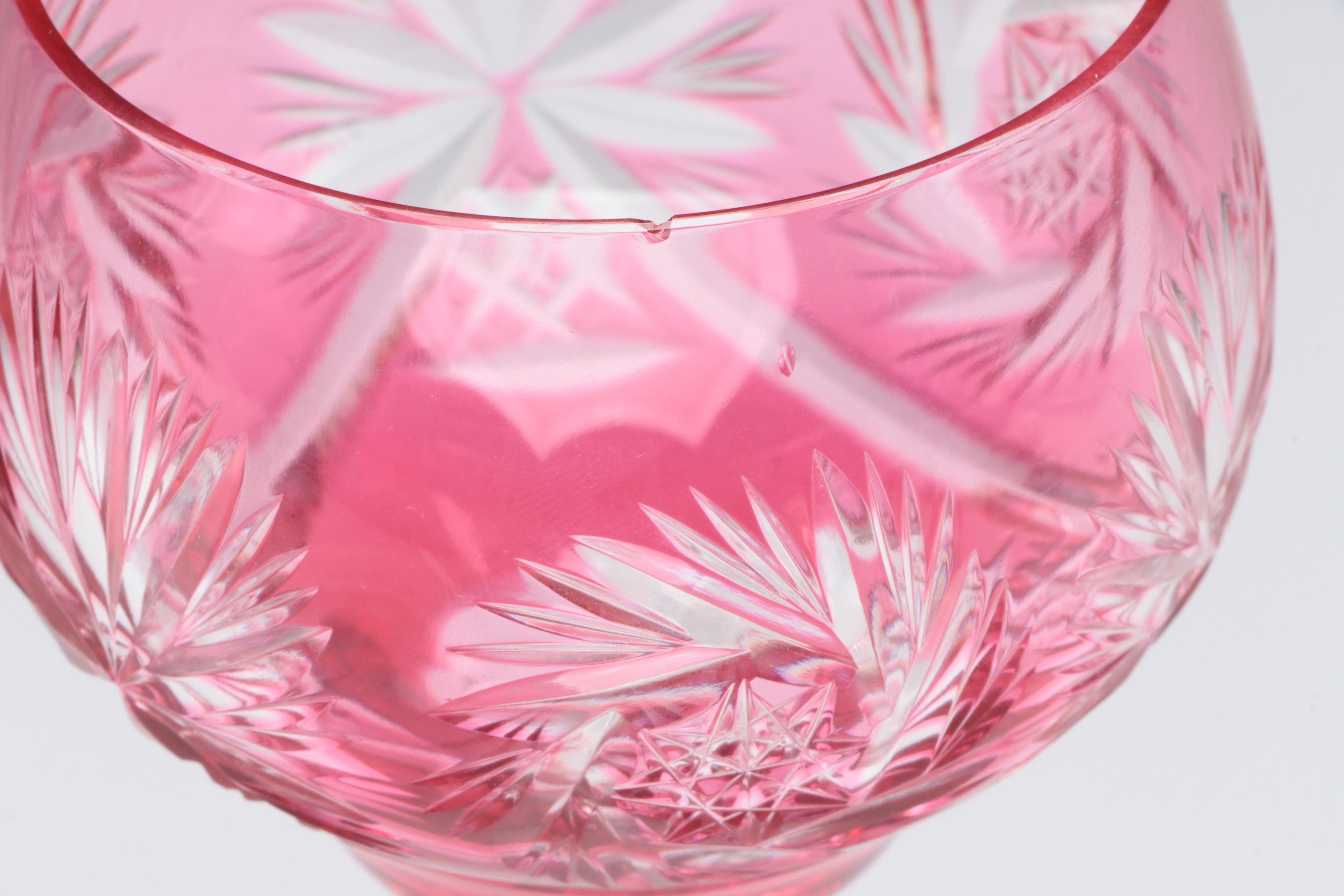 Bohemian Style Etched to Clear and Other Etched Glass Goblets