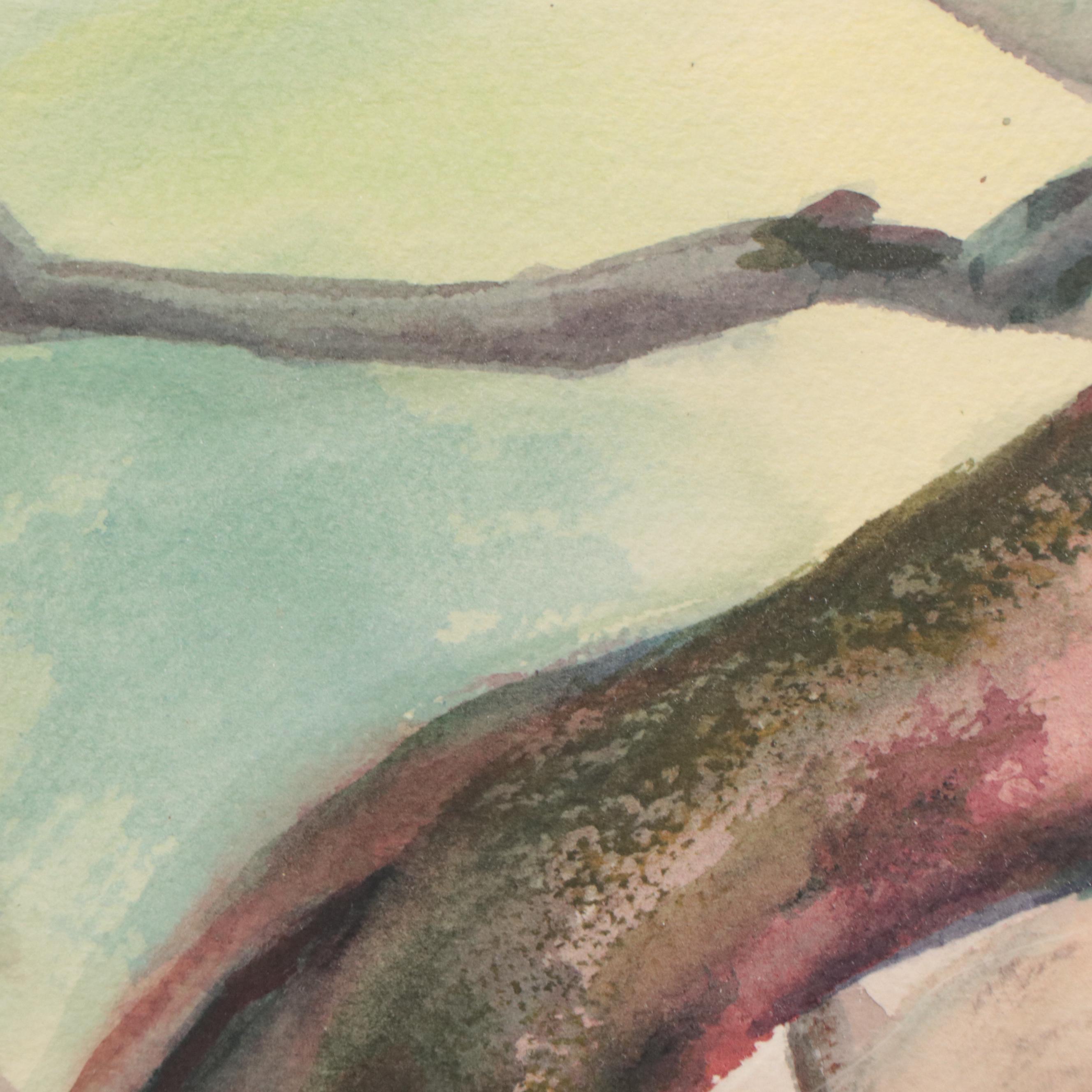 Katrina Halter Watercolor Painting of Gnarled Tree, Late 20th Century