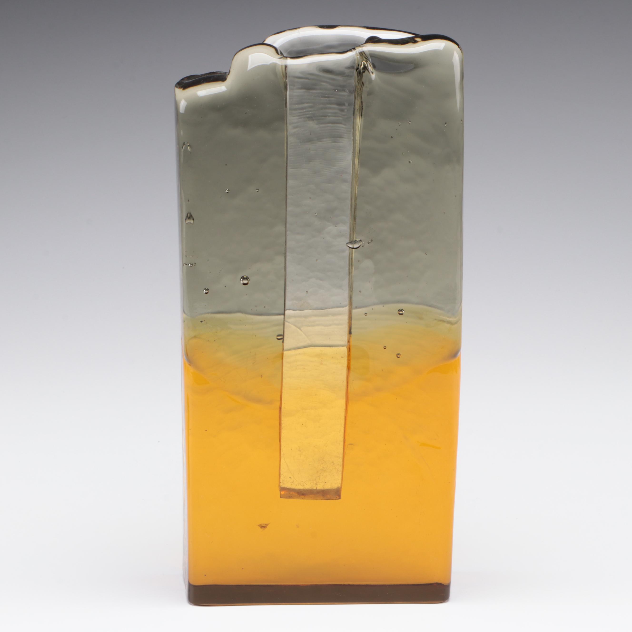 Murano Fused Glass Statement Vase With Impressed Glass Paperweight