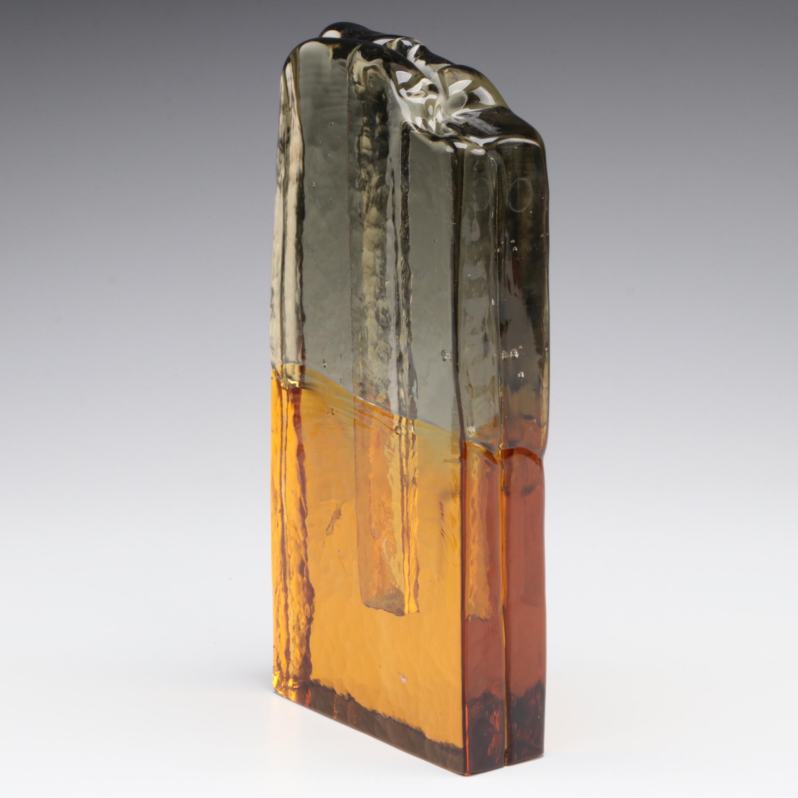 Murano Fused Glass Statement Vase With Impressed Glass Paperweight