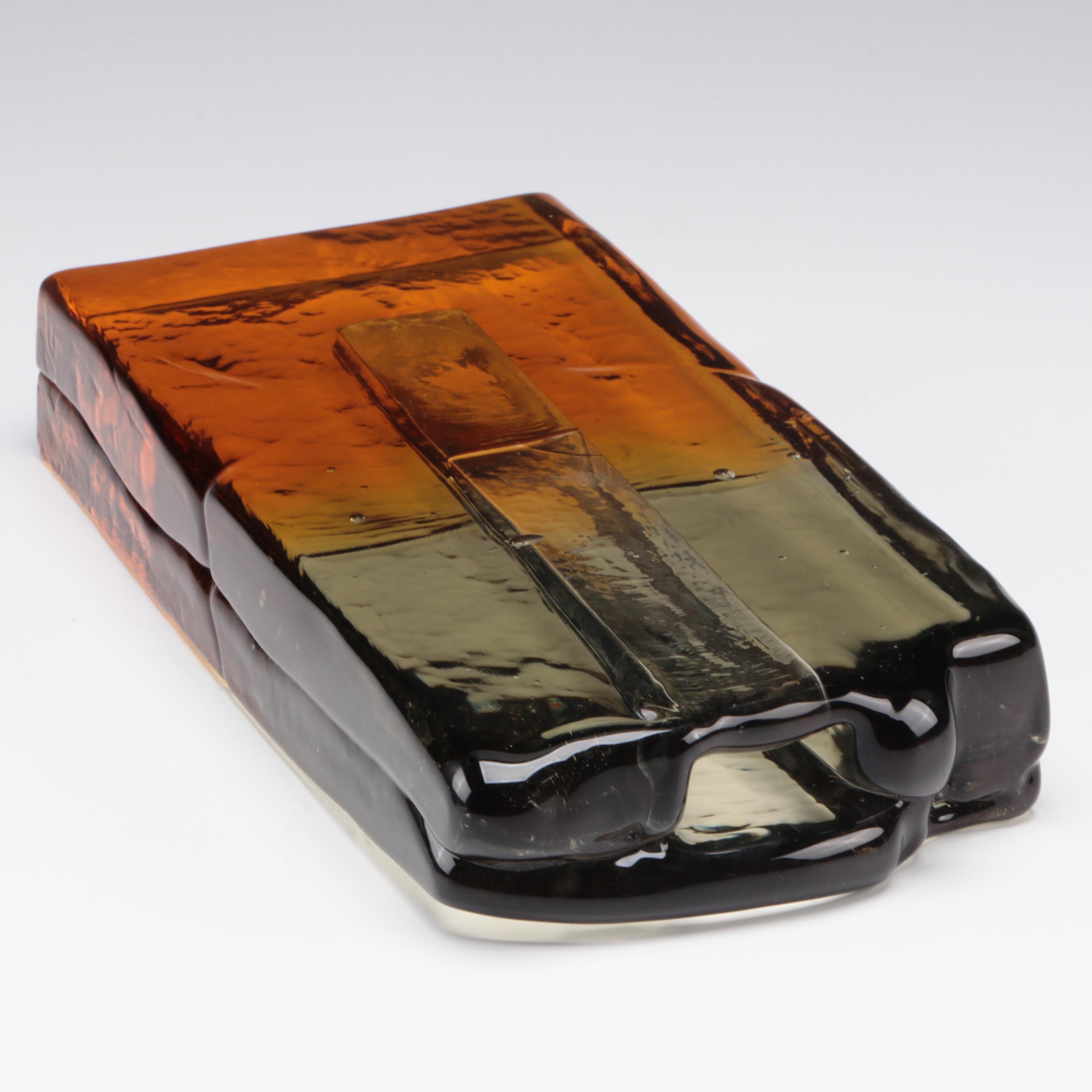 Murano Fused Glass Statement Vase With Impressed Glass Paperweight