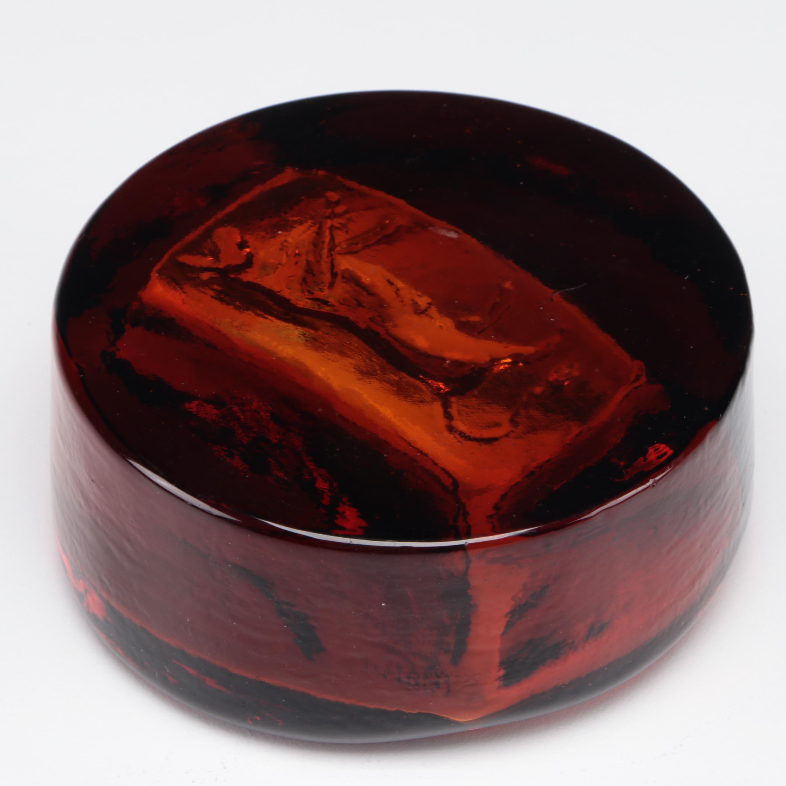 Murano Fused Glass Statement Vase With Impressed Glass Paperweight