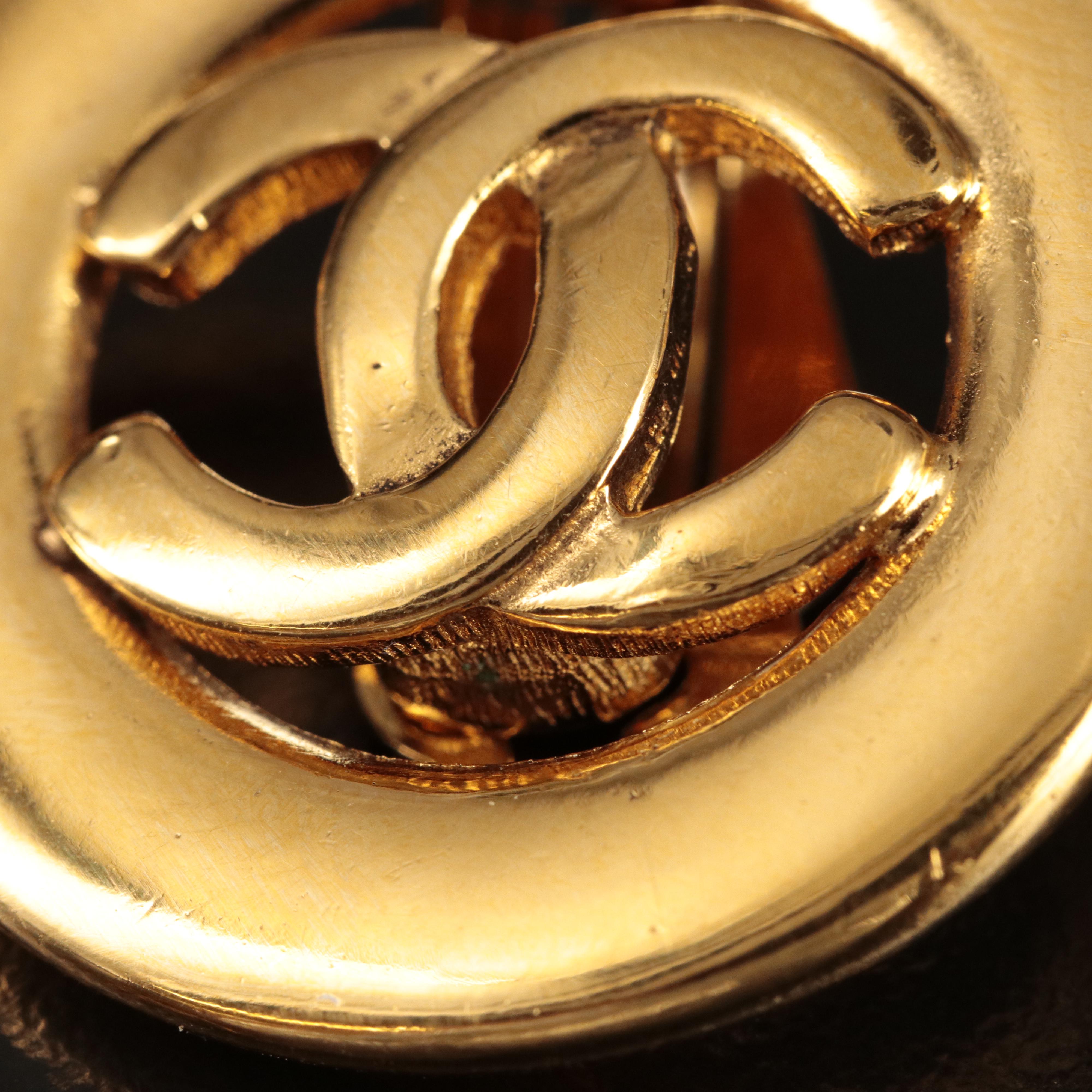 Chanel Cut Out CC Logo Round Earrings