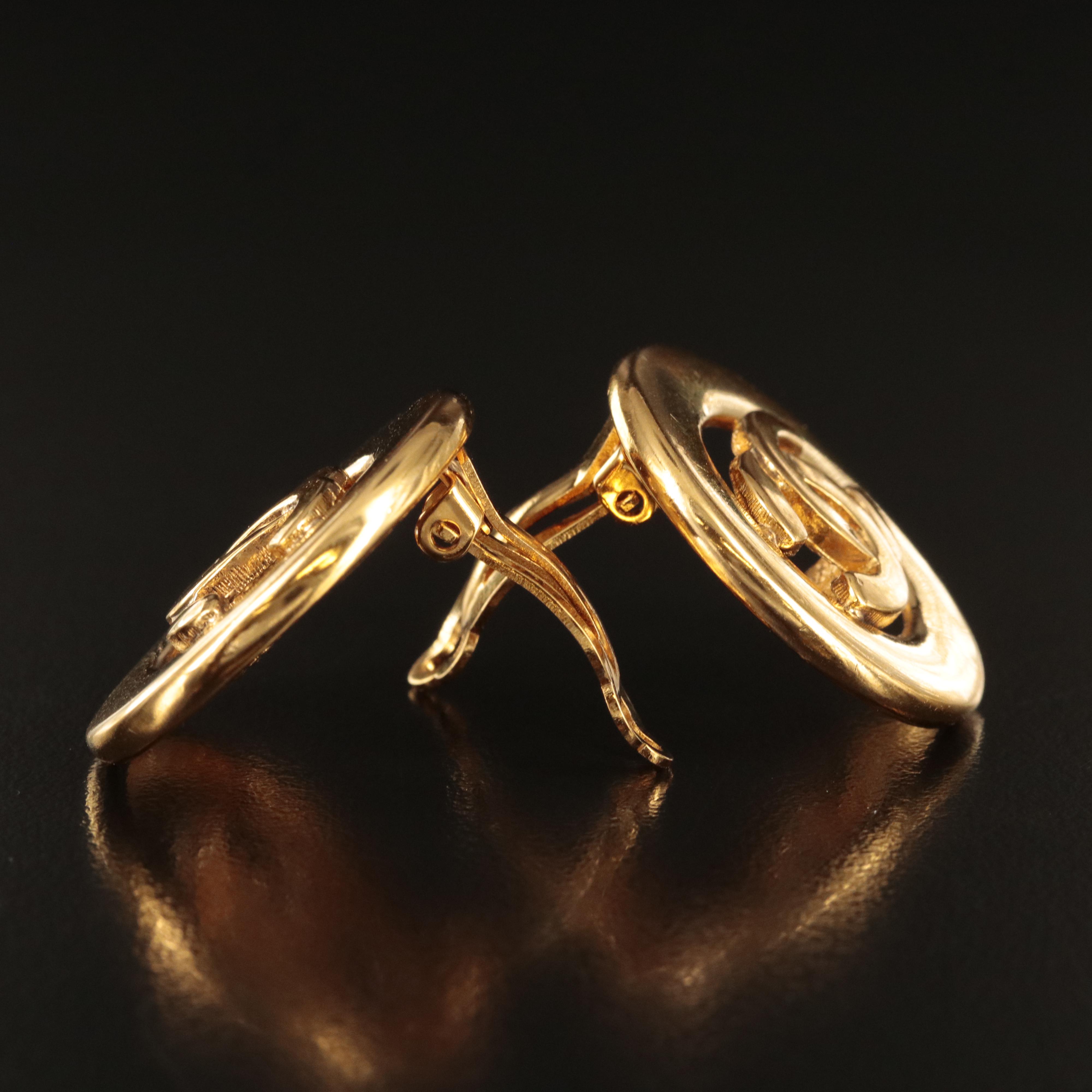 Chanel Cut Out CC Logo Round Earrings