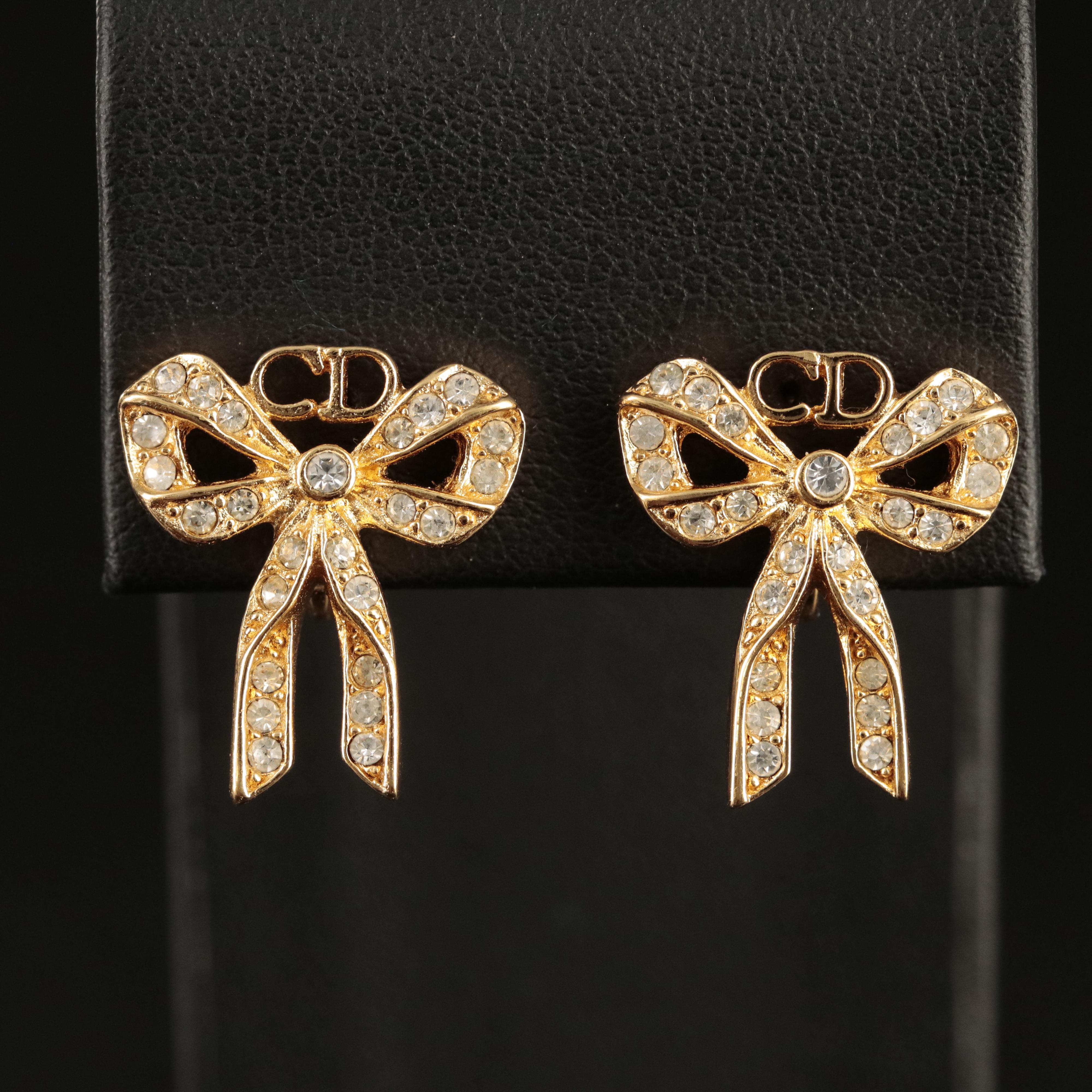 Christian Dior CD Bow Earrings